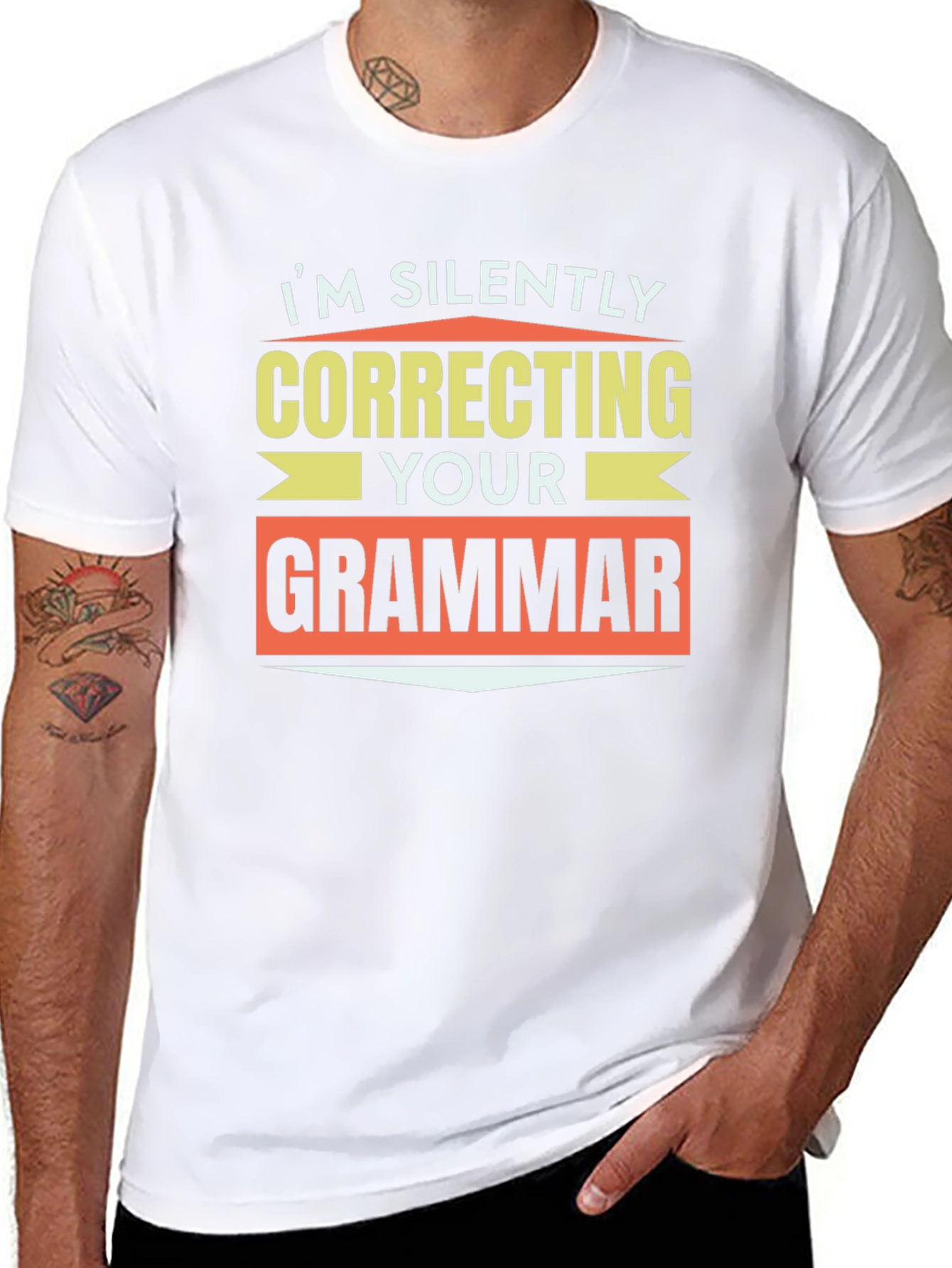 Black I'm Silently Correcting Your Grammar T-Shirt view 8