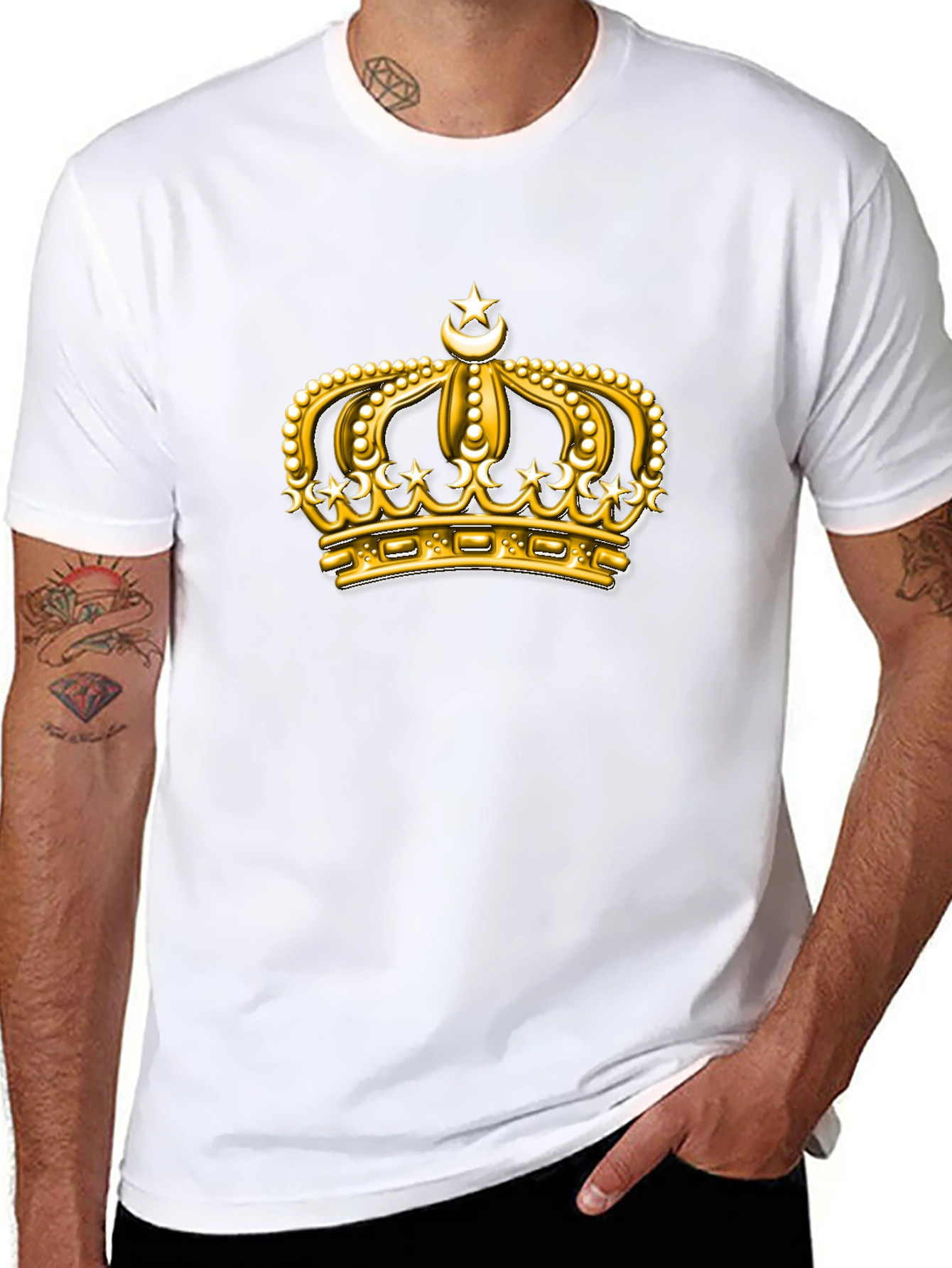 Black Golden Crown Graphic Tee - Premium Black T-Shirt view 8