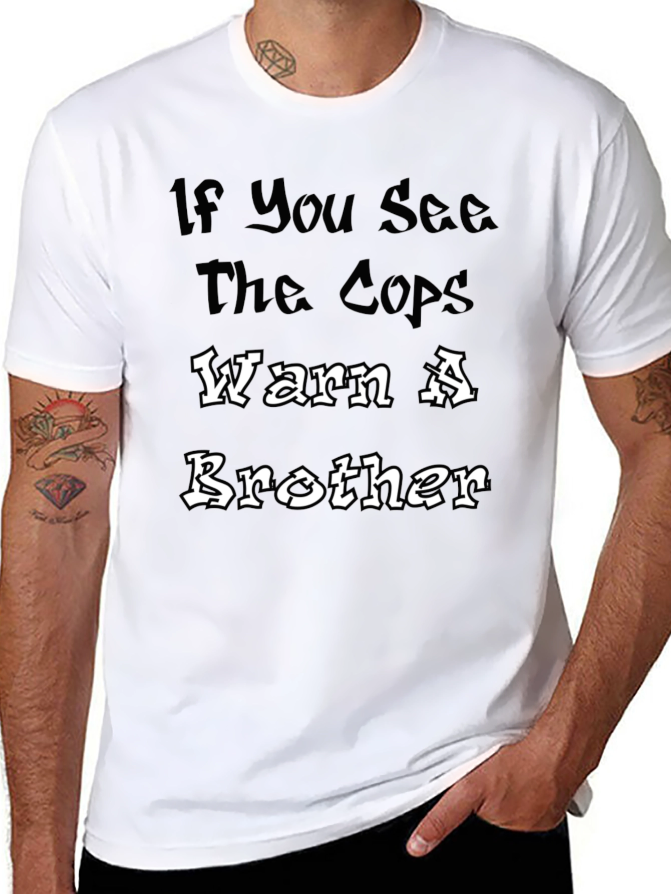 Black Warn A Brother Tee - Bold Statement T-Shirt view 8