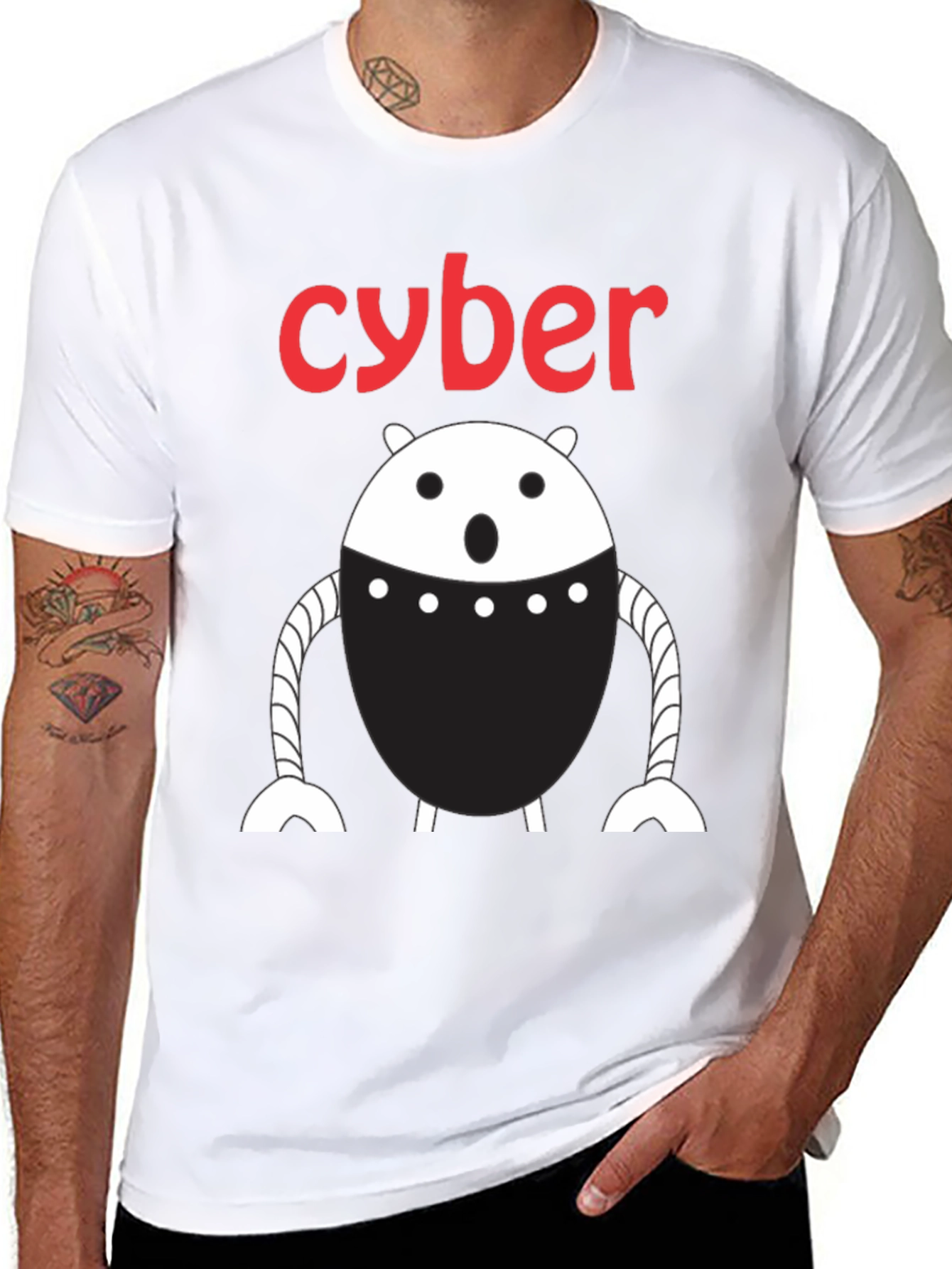 Black Cyber Robot Graphic T-Shirt - Black view 8