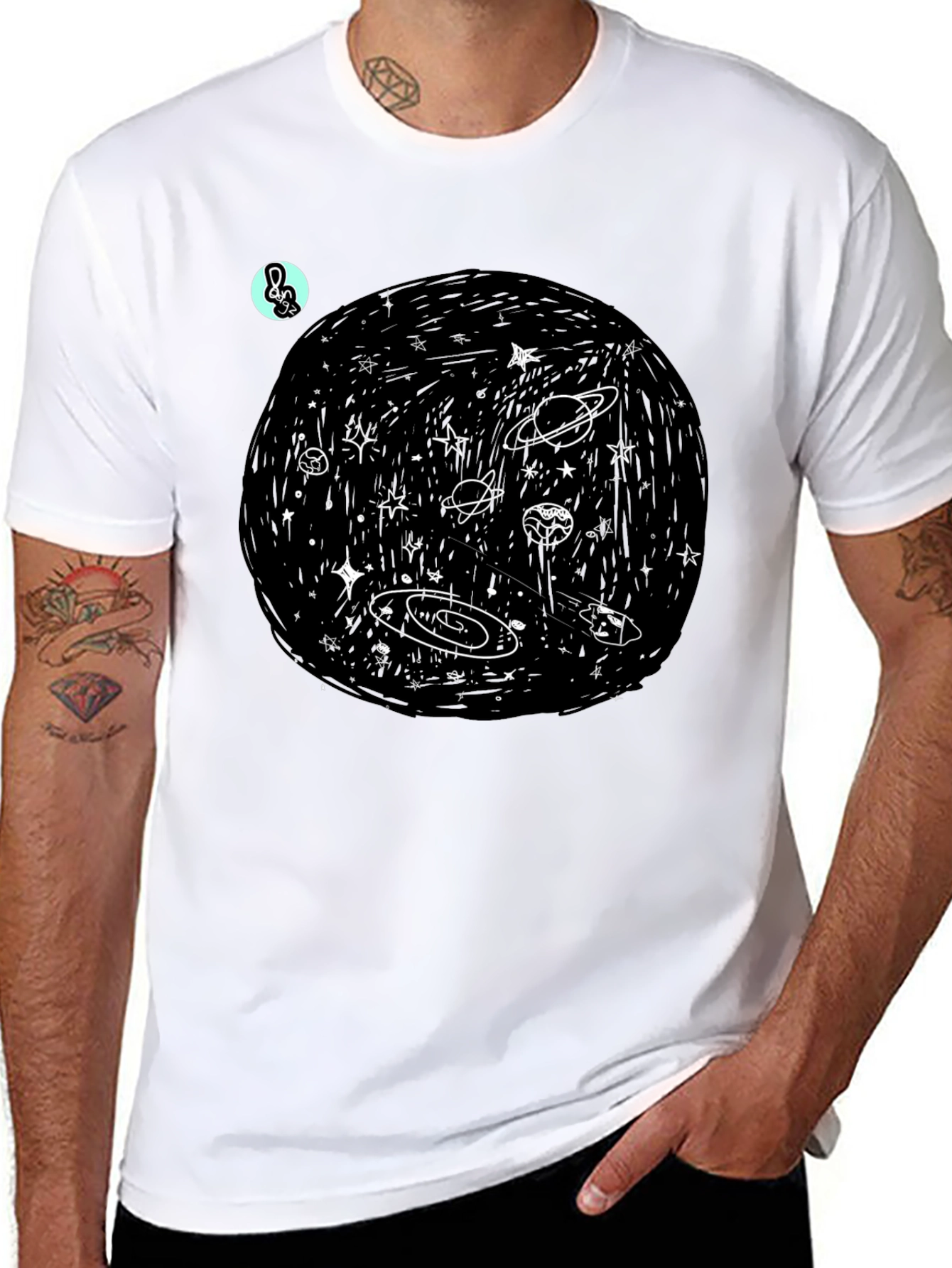 Black Galaxy Dreamer Tee - Unique Space Design view 8