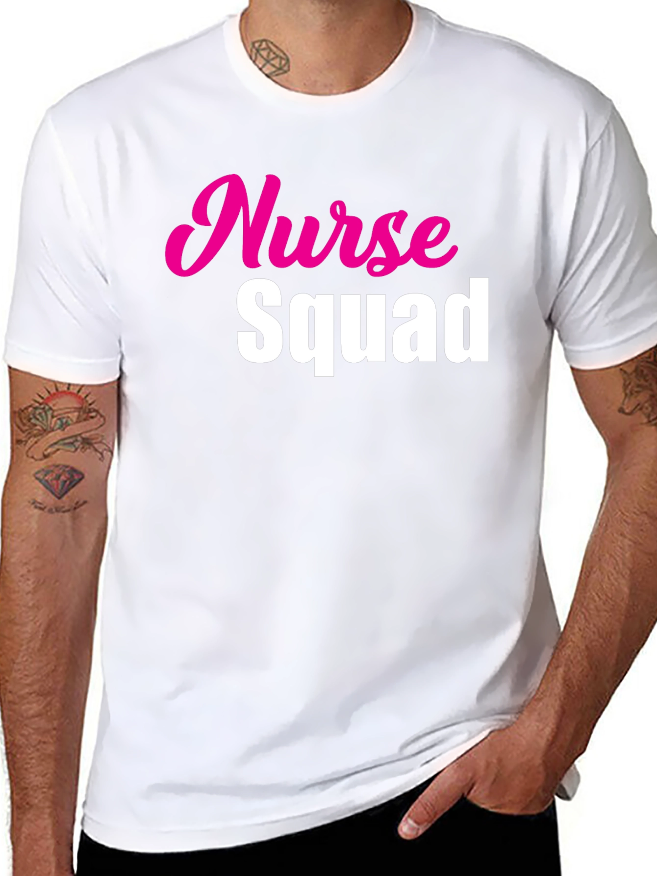 Black Nurse Squad Tee - Hot Pink & White Text on Black view 8