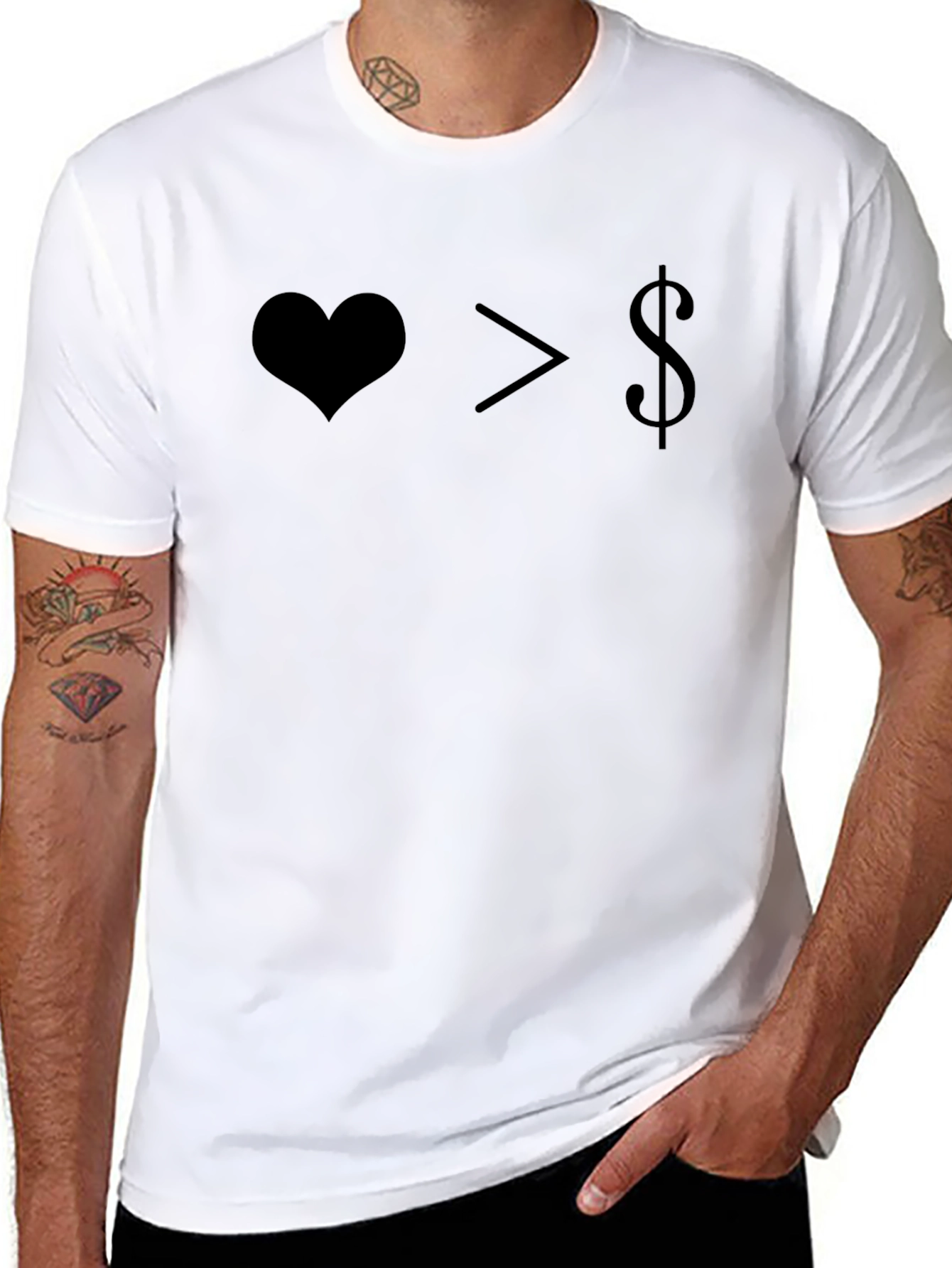 Black Love Over Money Graphic Tee - Black view 8