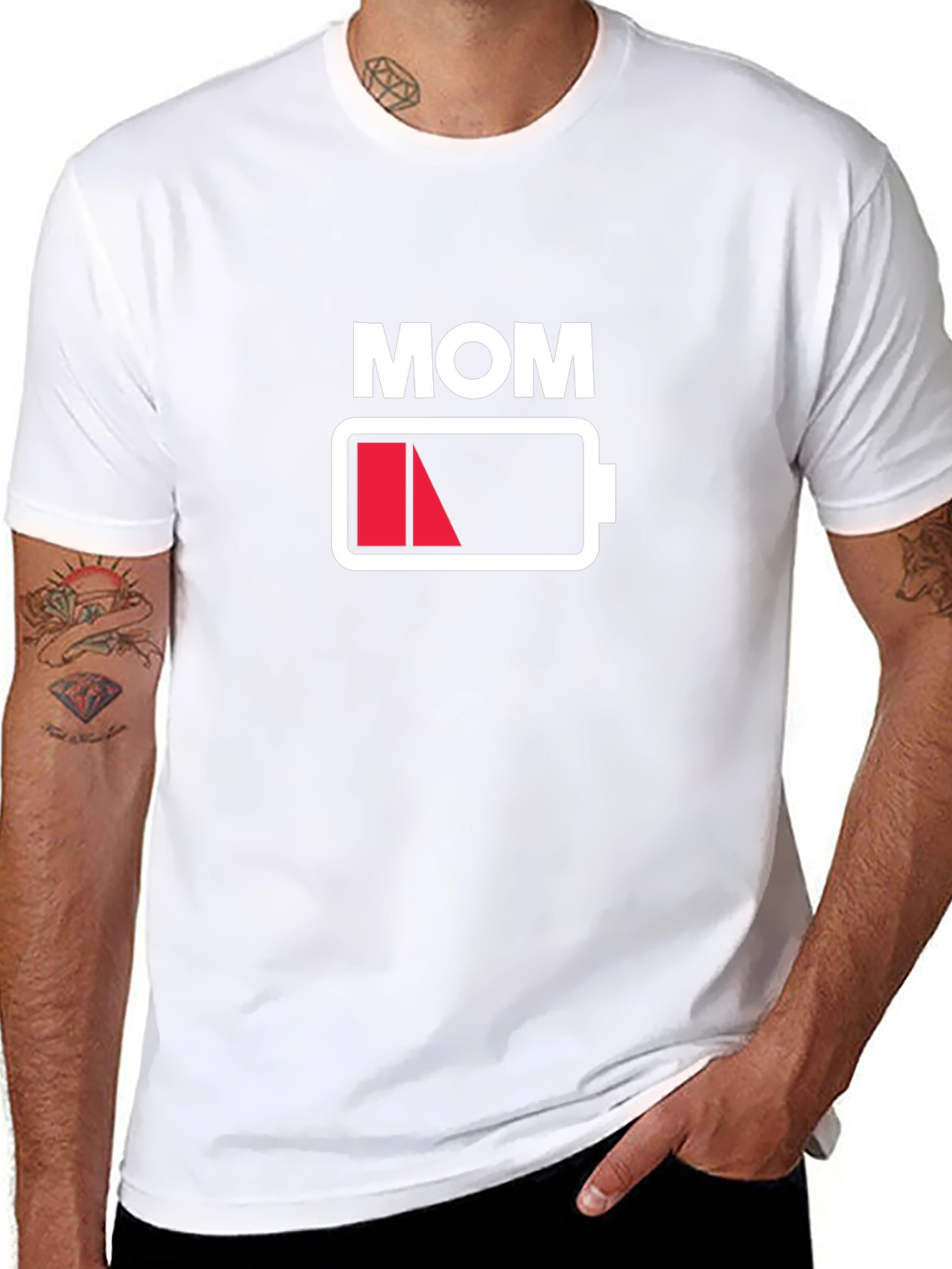 Black Mom Low Battery T-Shirt - Funny Graphic Tee for Mothers view 8