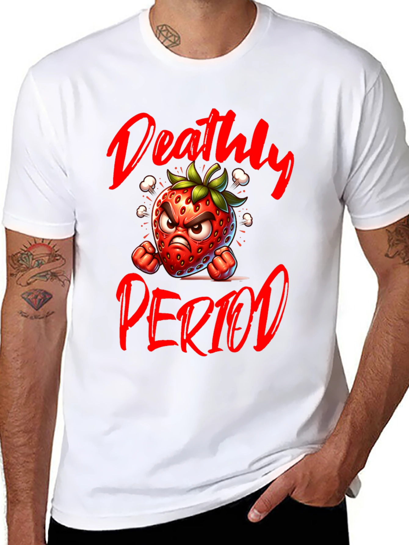 Black Deathly Period Graphic Tee - Angry Strawberry T-Shirt view 8