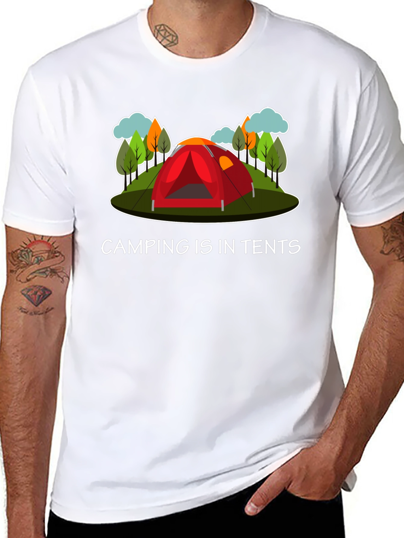Black Camping Is In Tents Graphic T-Shirt view 8