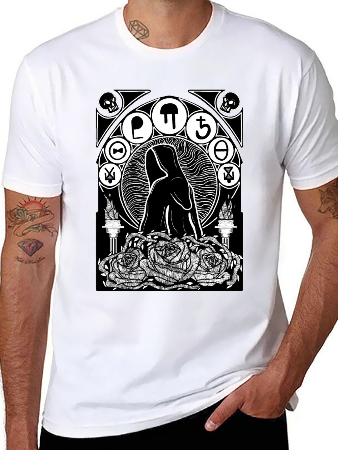 Black Occult Rose T-Shirt - Gothic Graphic Tee view 8