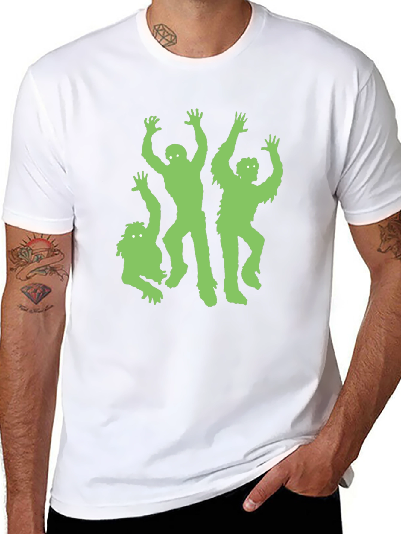 Black Green Zombie Graphic Black T-Shirt view 8