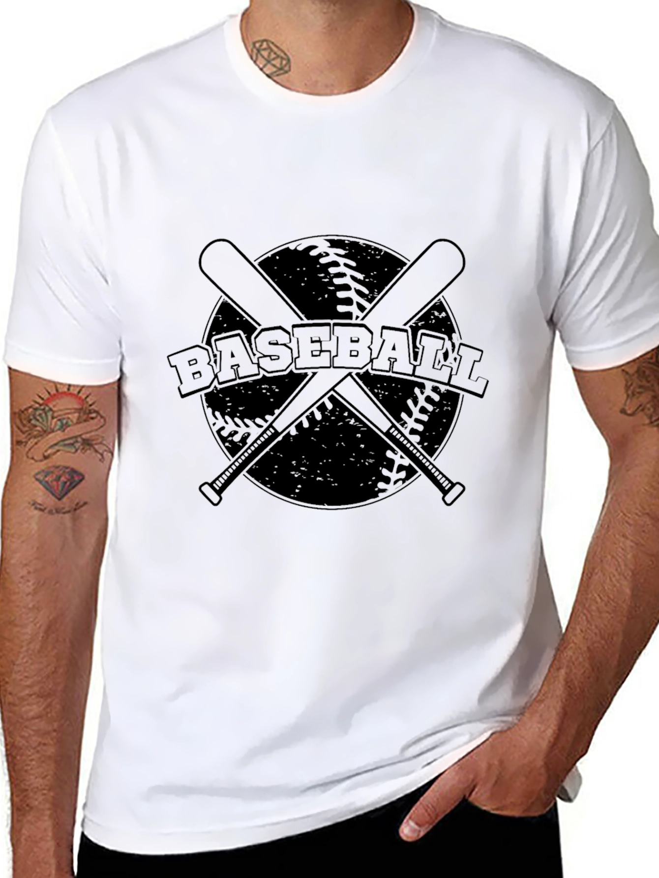 Black Baseball Bats & Ball Graphic Black T-Shirt view 8