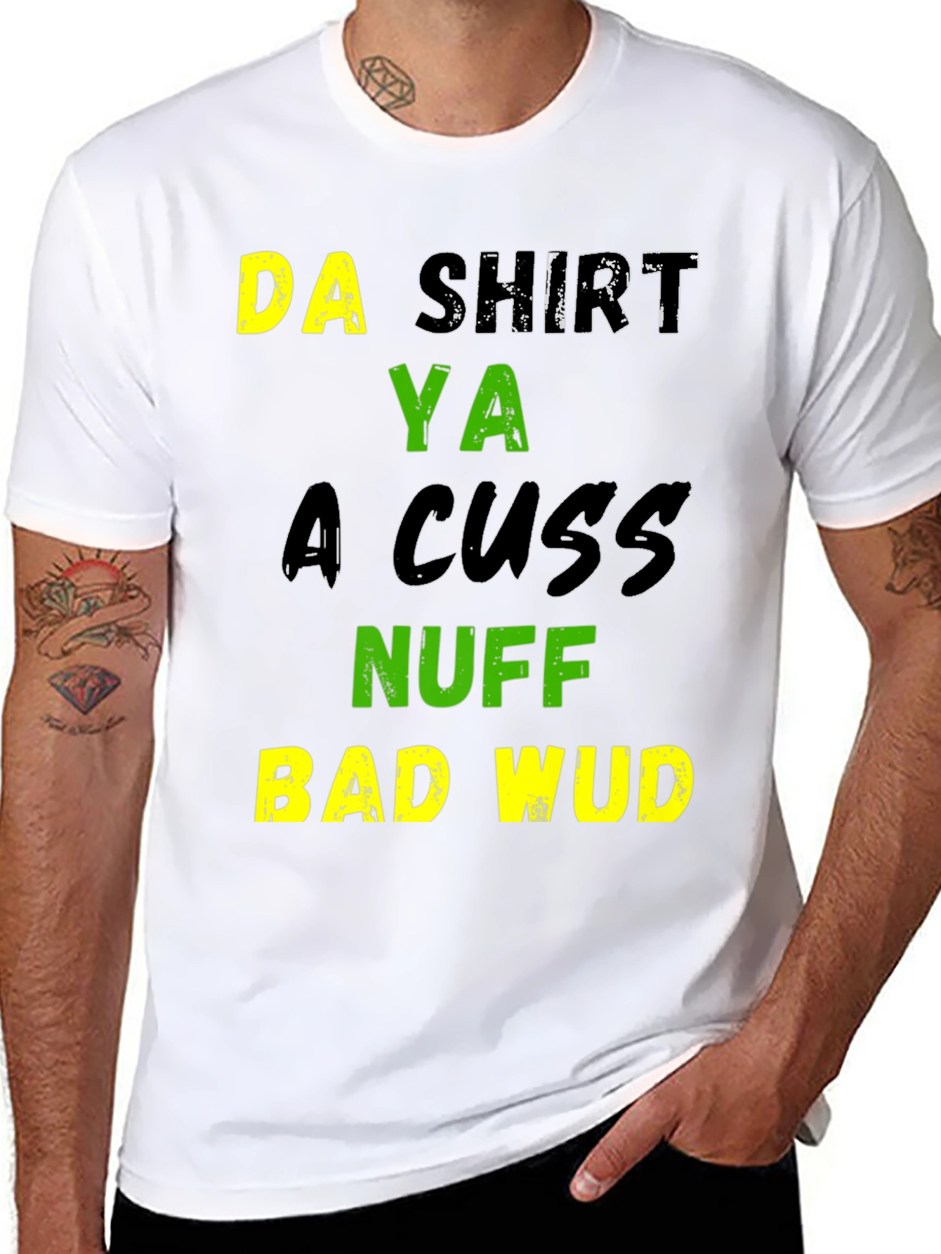 Black Funny Da Shirt Ya A Cuss Graphic T-Shirt view 8