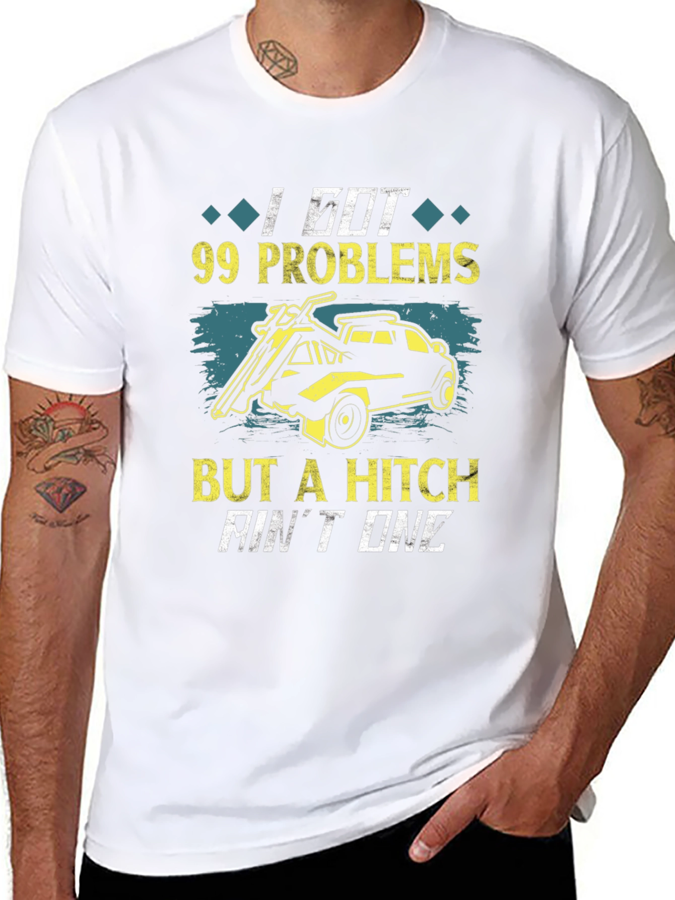 Black 99 Problems But A Hitch Ain't One T-Shirt view 8