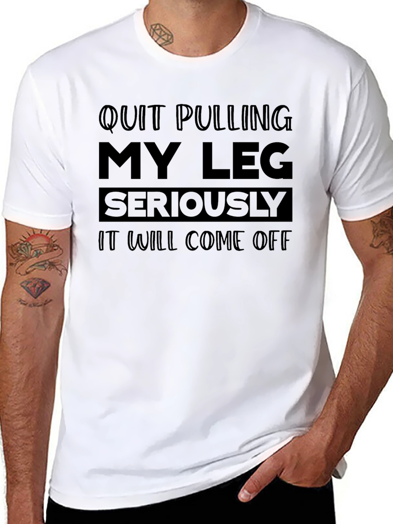 Black Quit Pulling My Leg Graphic Tee Humor Sarcasm view 8