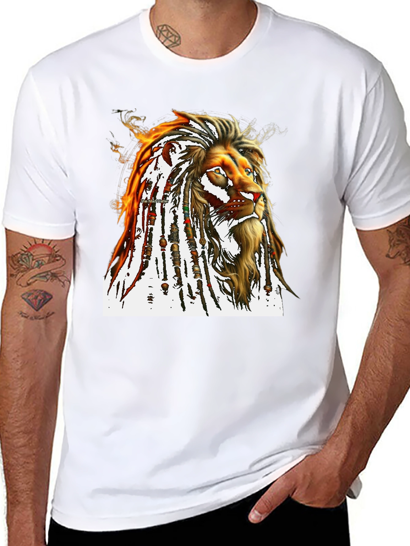 Black Lion Dreadlocks T-Shirt - Black view 8