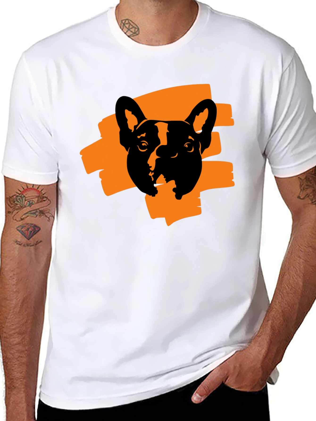 Black Cool Dog Graphic Print T-Shirt view 8
