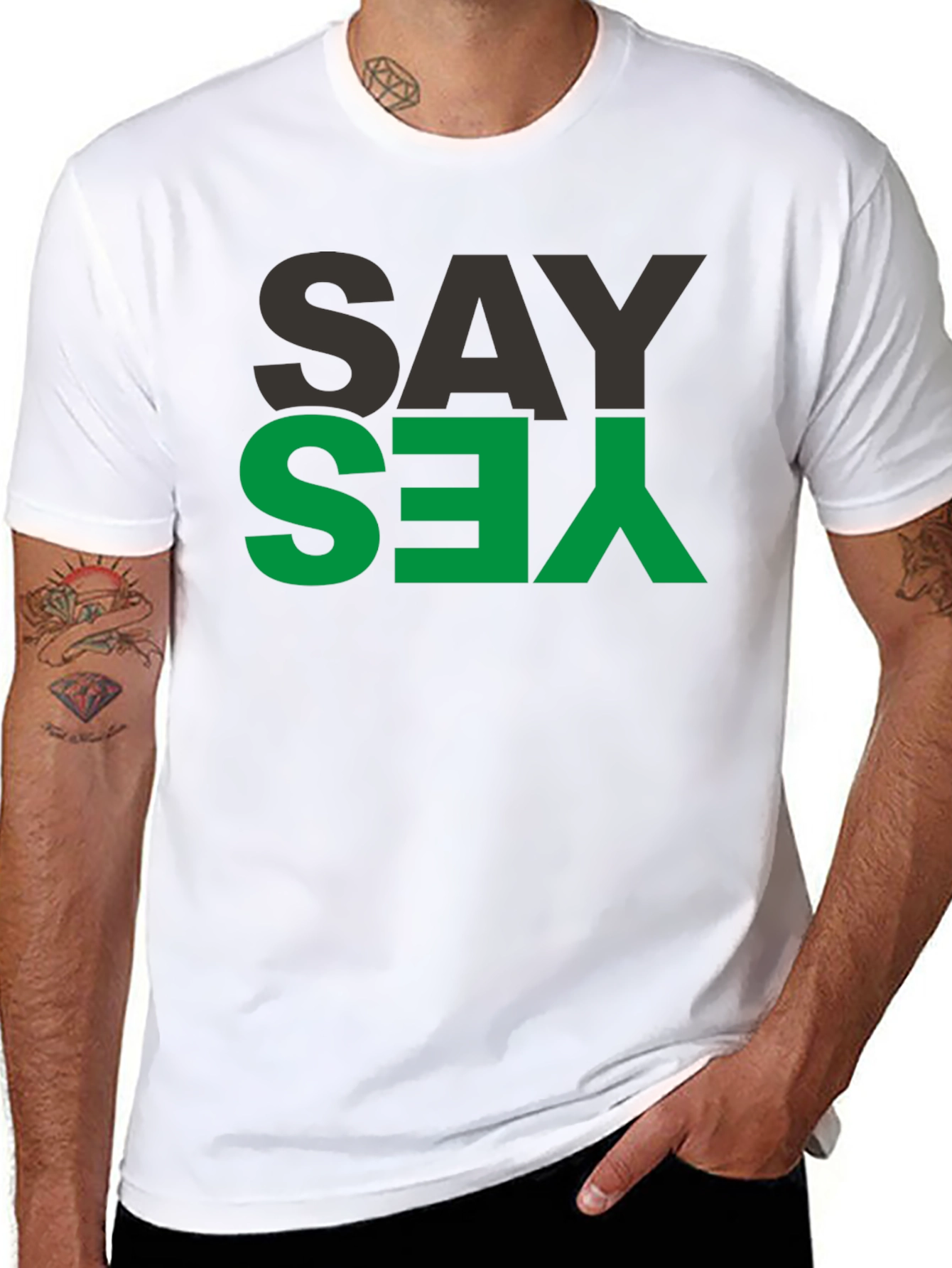 Black Say Yes Graphic Tee - Mens Black T-Shirt view 8