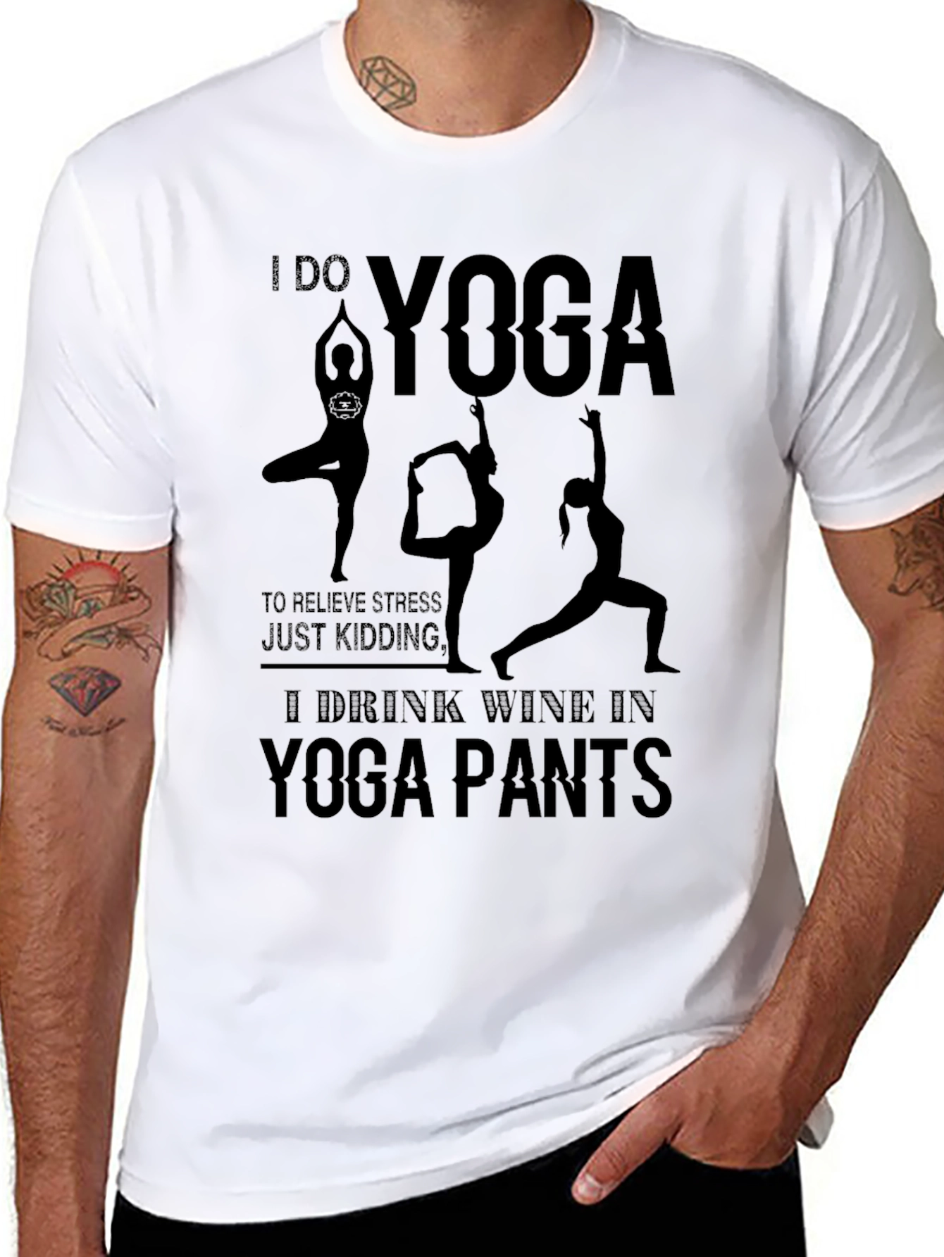 Black Yoga Wine Pants Graphic T-Shirt view 8