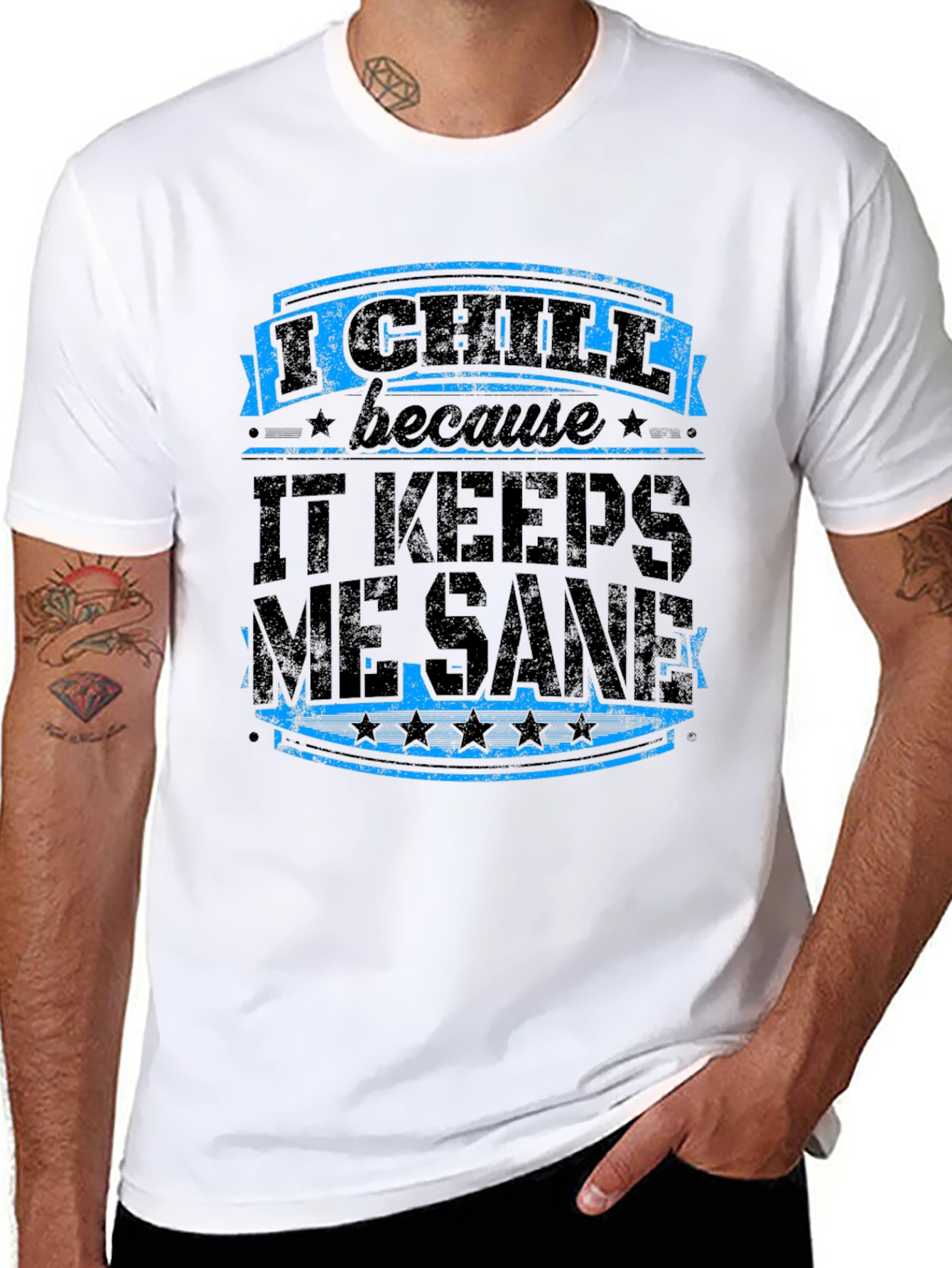 Black I Chill Keeps Me Sane Graphic Tee view 8
