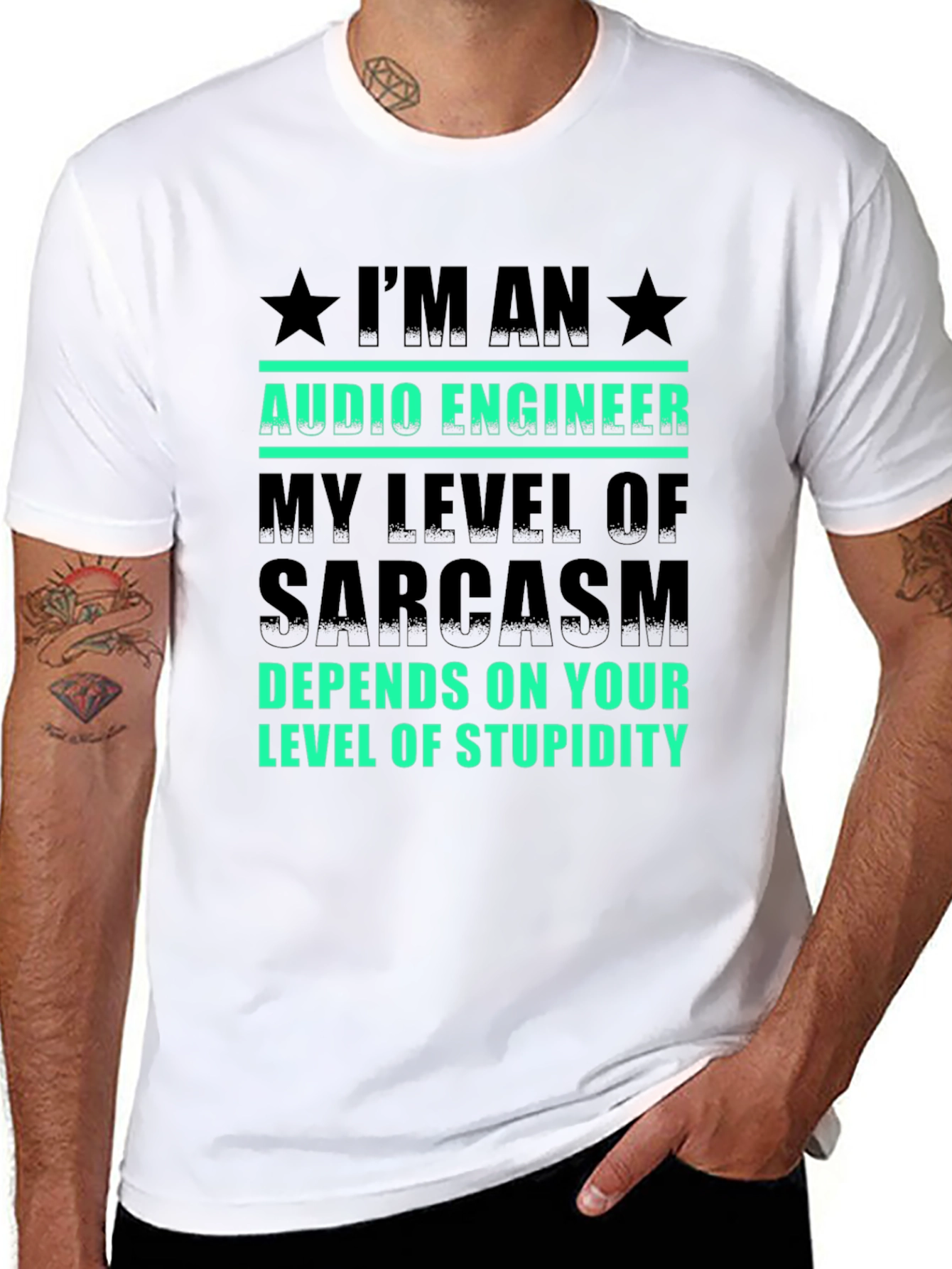 Black Audio Engineer Sarcasm T-Shirt view 8