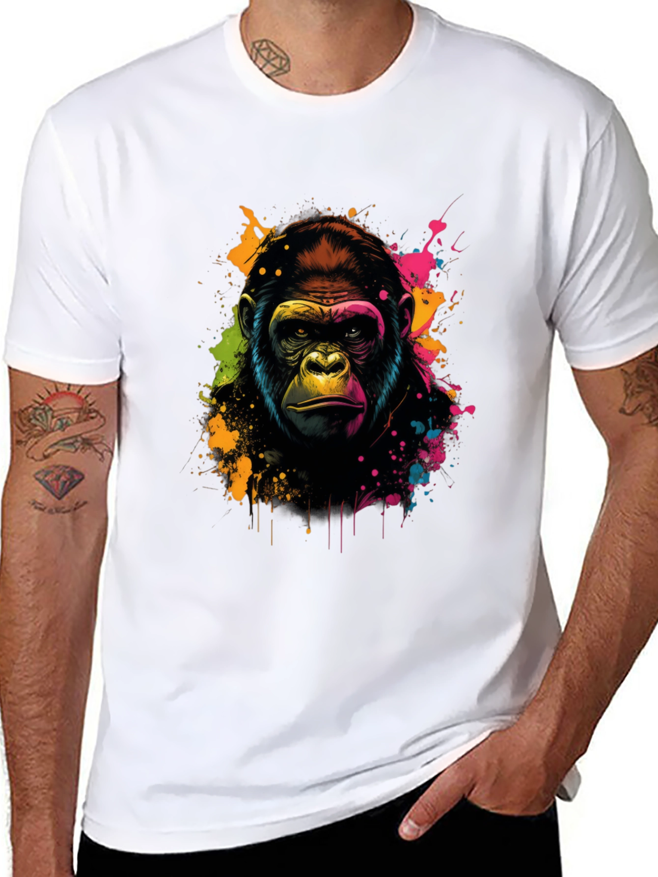 Black Vibrant Gorilla Graphic Tee - Black view 8
