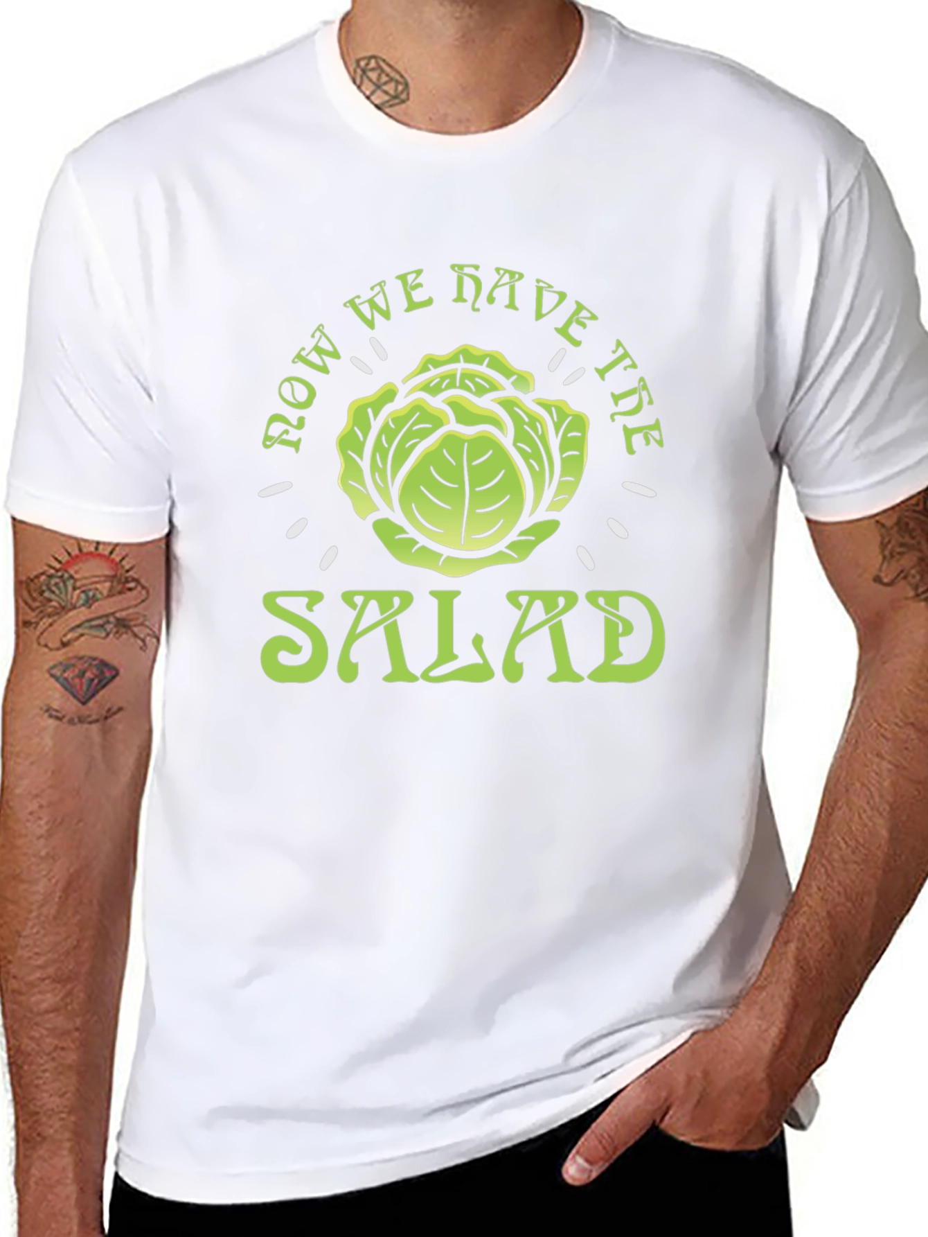 Black Now We Have the Salad T-Shirt - Funny Cabbage Tee view 8