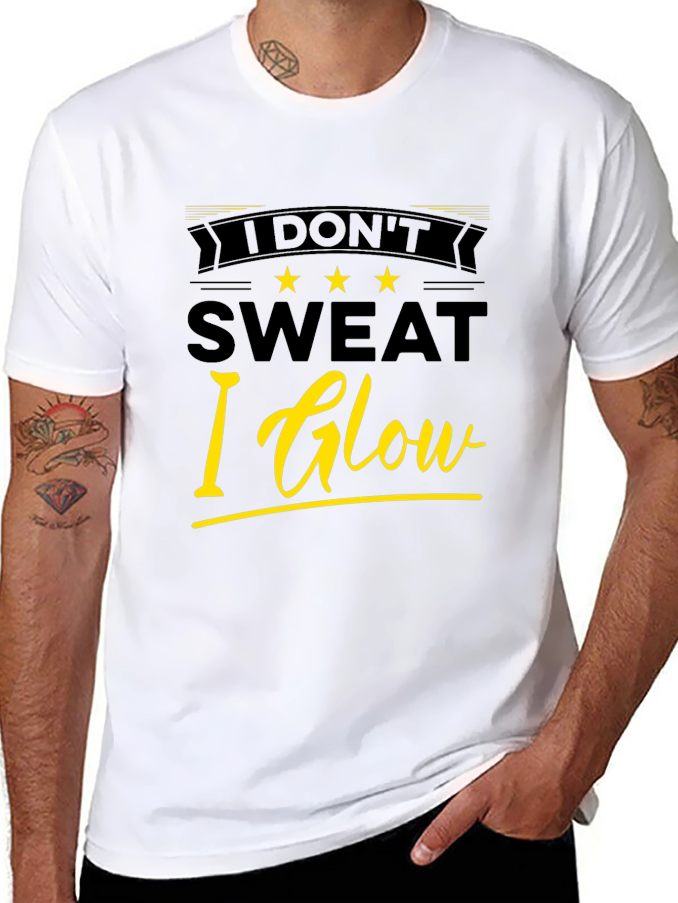 Black I Don't Sweat I Glow Black T-Shirt view 8