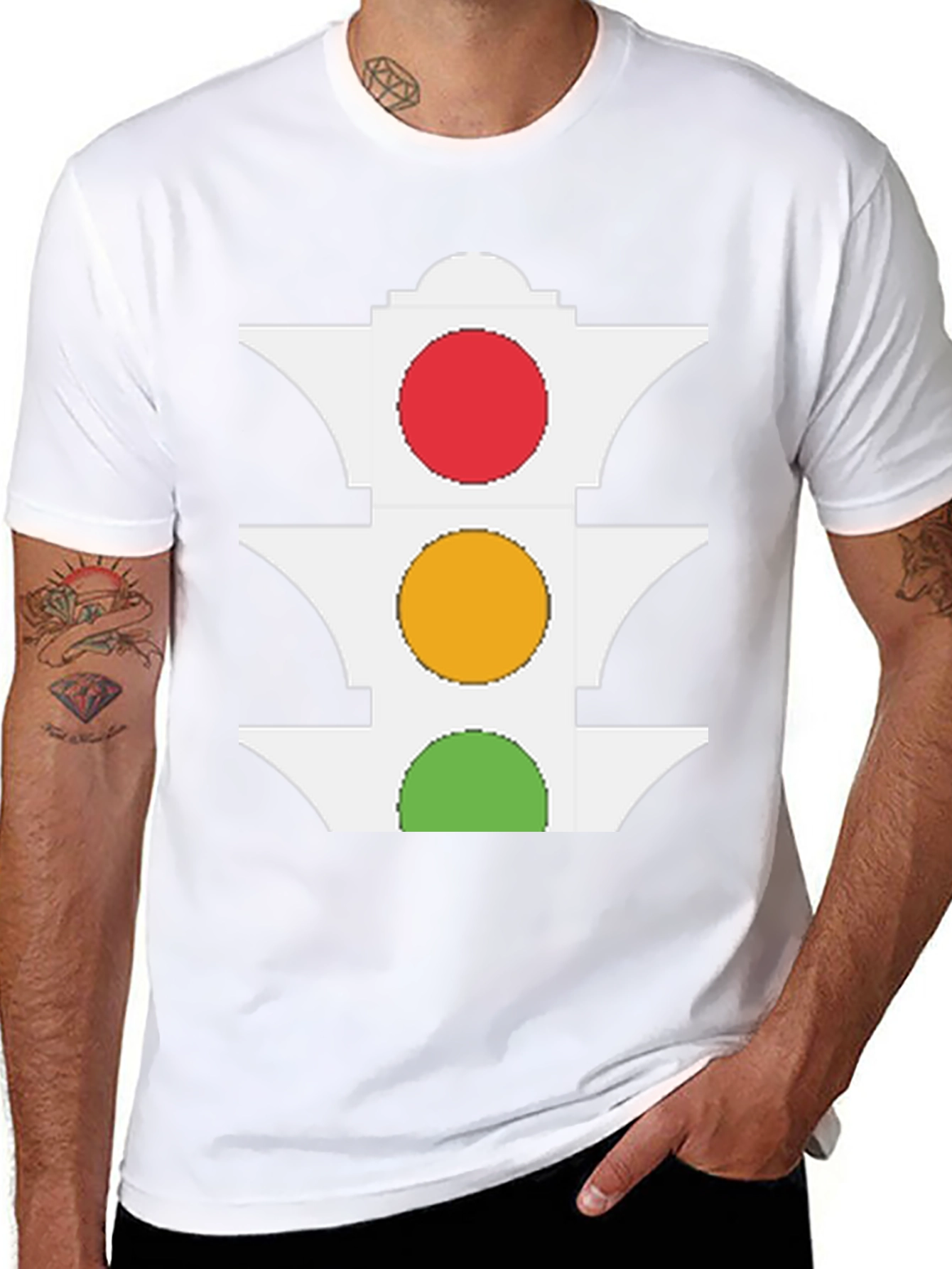 Black Traffic Light Graphic Tee - Stay Visible & Stylish! view 8