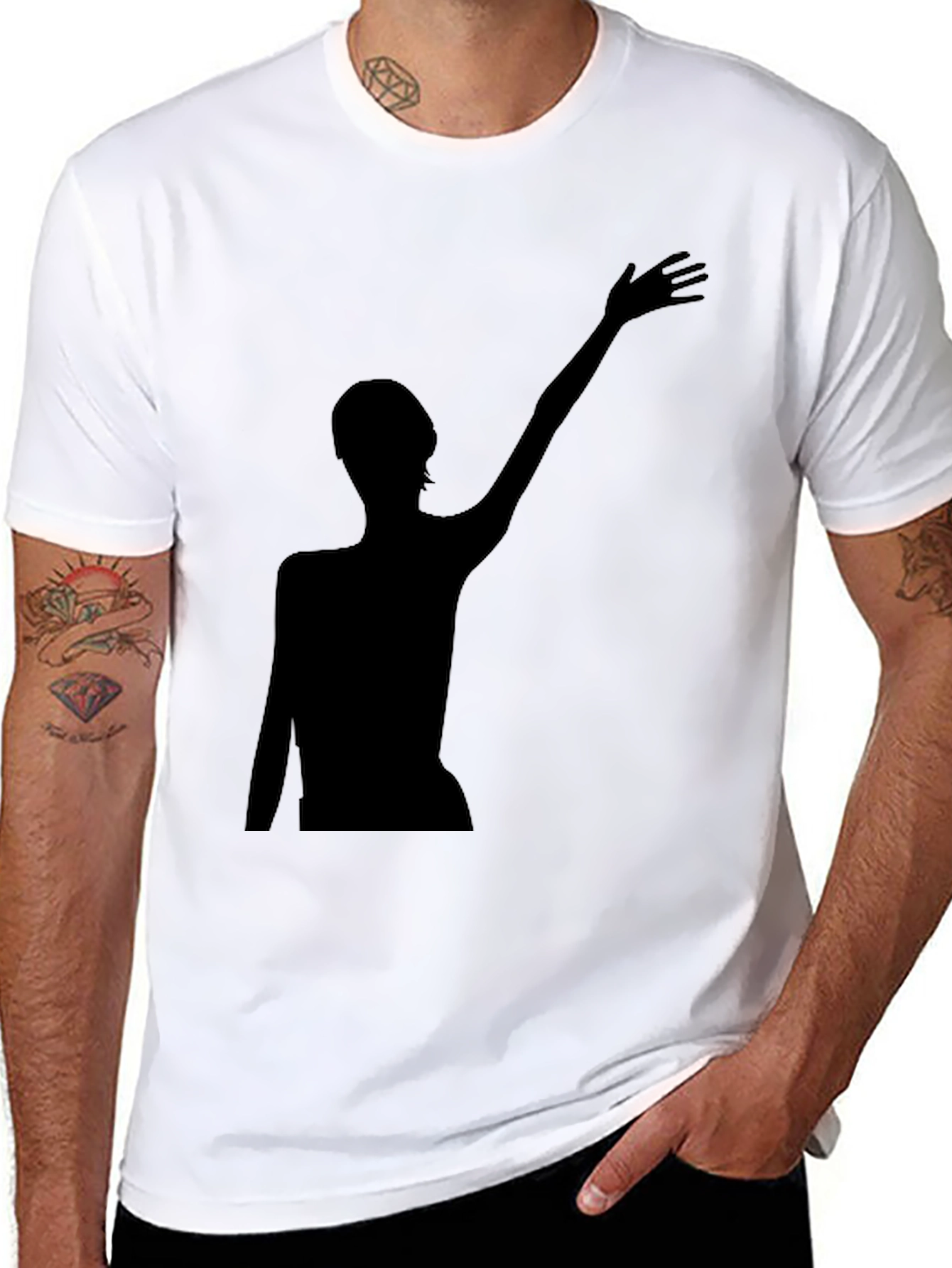 Black Silhouette Graphic Tee - Modern Black T-Shirt view 8