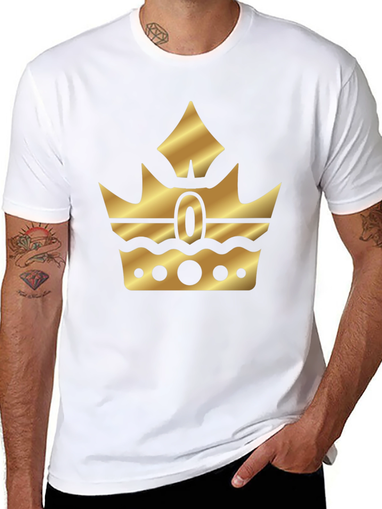 Black Gold Crown Graphic Black T-Shirt view 8