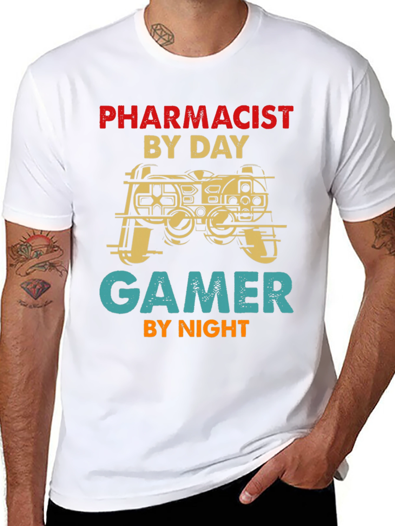 Black Pharmacist Gamer T-Shirt - Novelty Apparel view 8