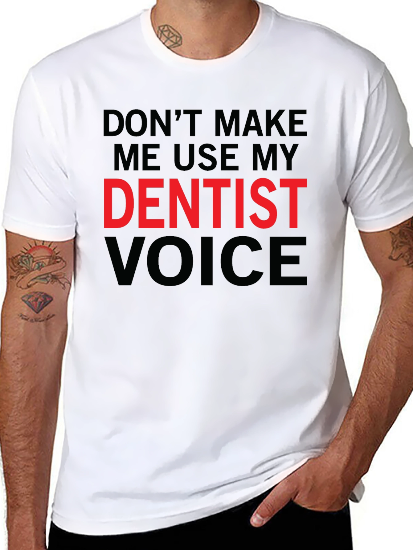 Black Dentist Voice Graphic Tee - Funny Dental Humor T-Shirt view 8