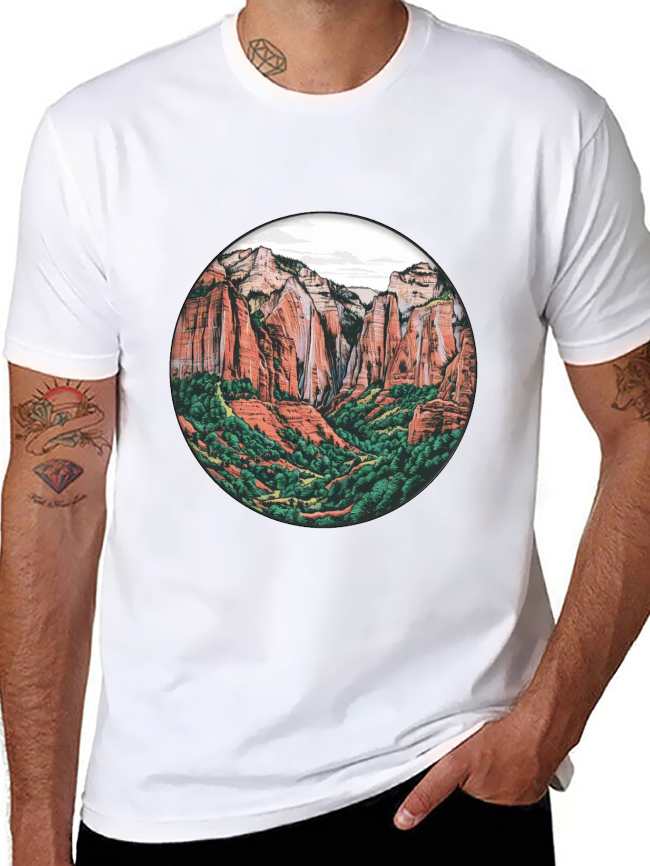 Black Zion National Park Graphic Tee - Black Crew Neck T-Shirt view 8