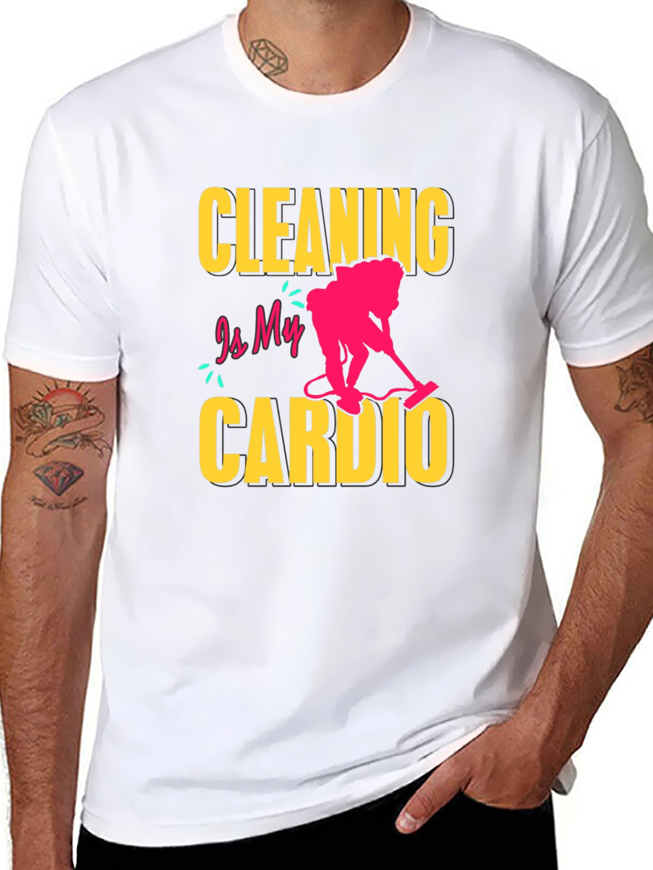 Black Cleaning is My Cardio T-Shirt - Funny Housekeeping Tee view 8
