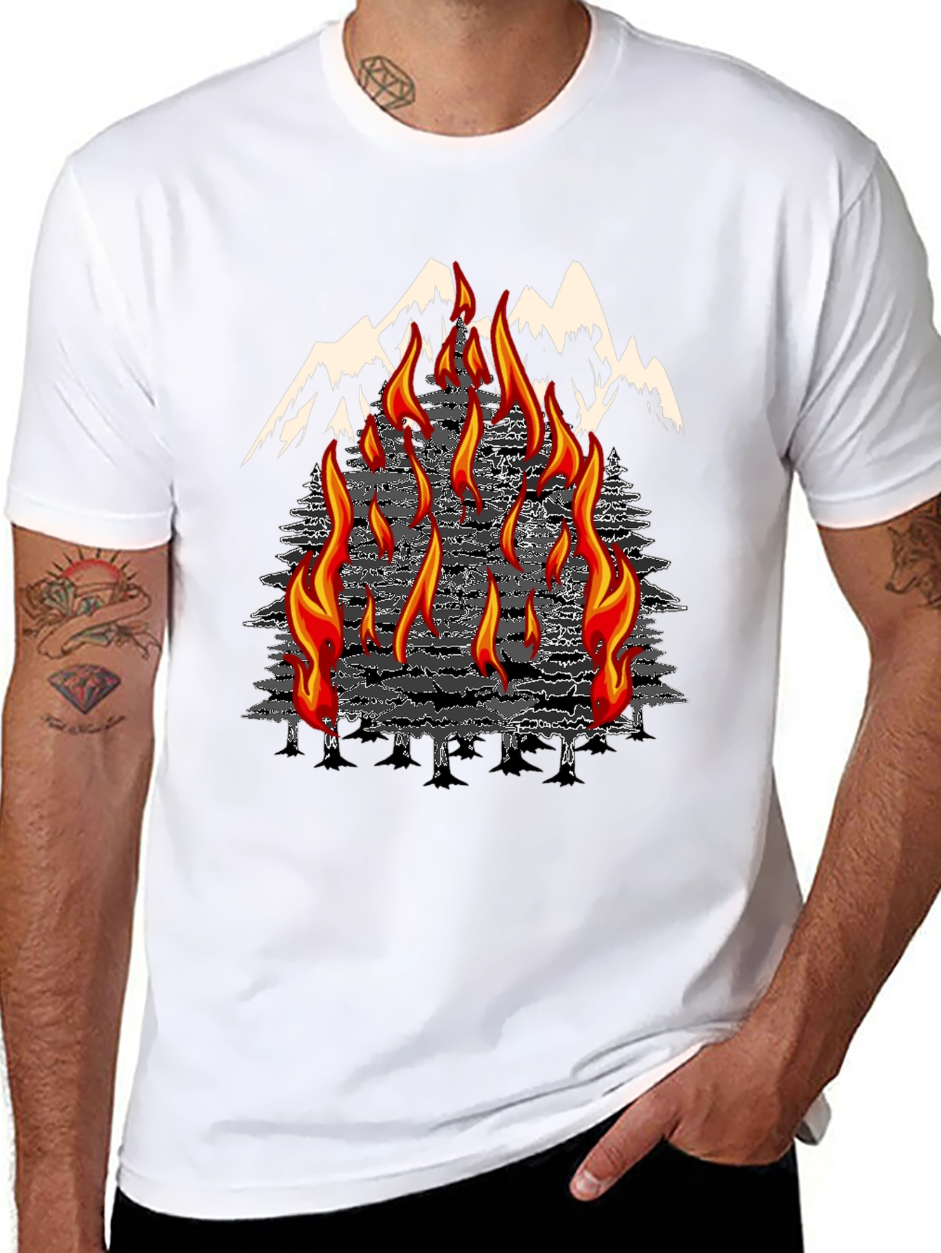 Black Inferno Mountain Graphic T-Shirt view 8