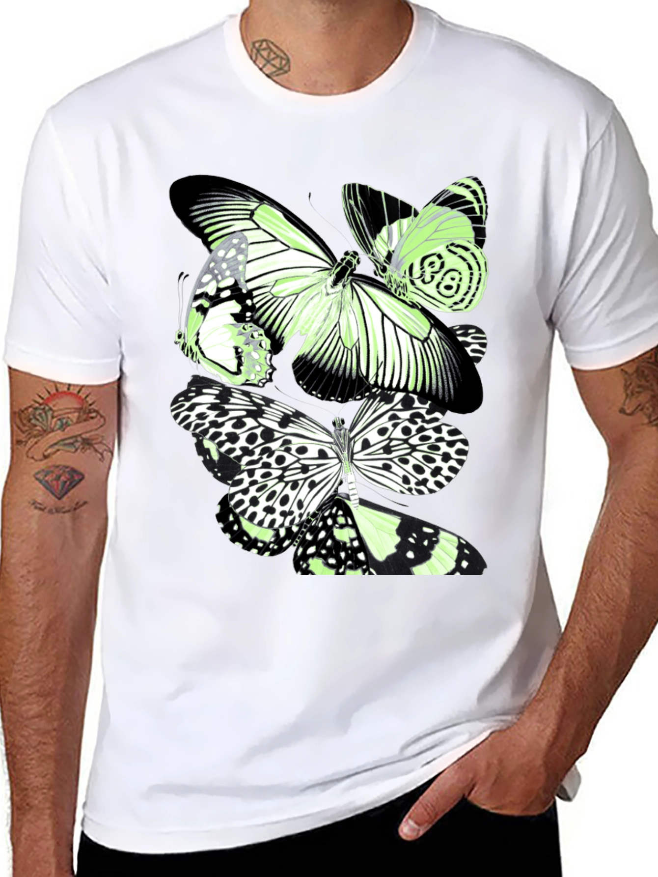 Black Butterfly Graphic Print Black T-Shirt view 8