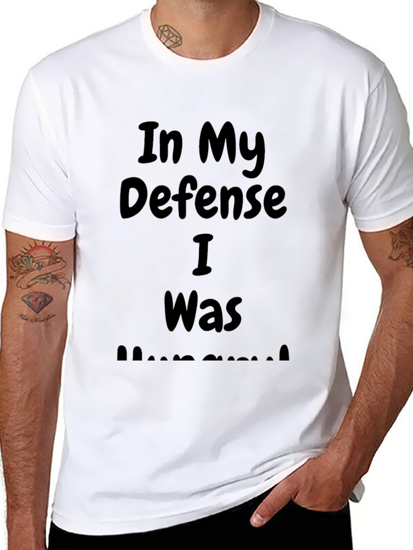Black In My Defense I Was Hungry Black T-Shirt view 8