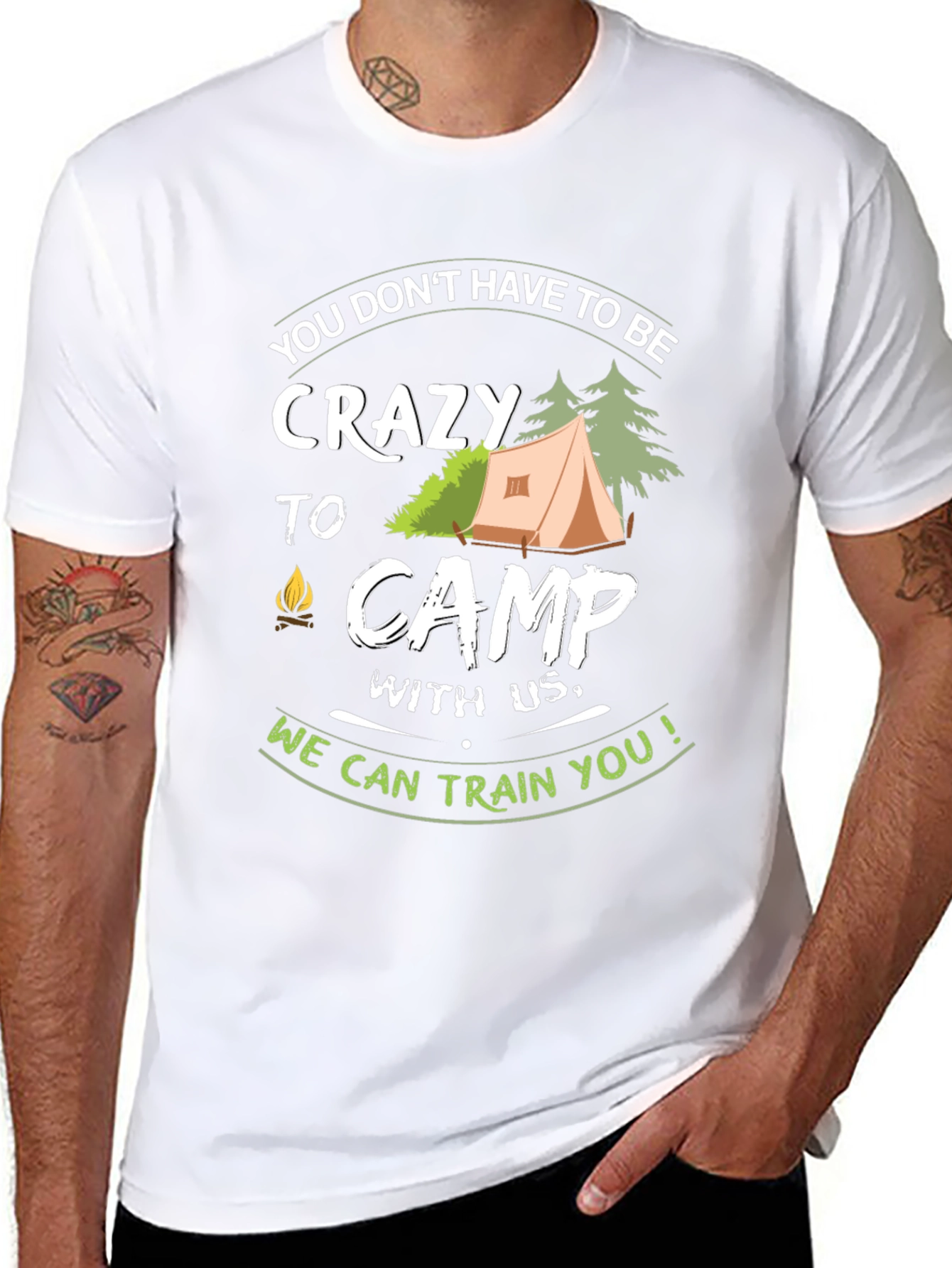 Black Crazy to Camp Funny Graphic T-Shirt view 8
