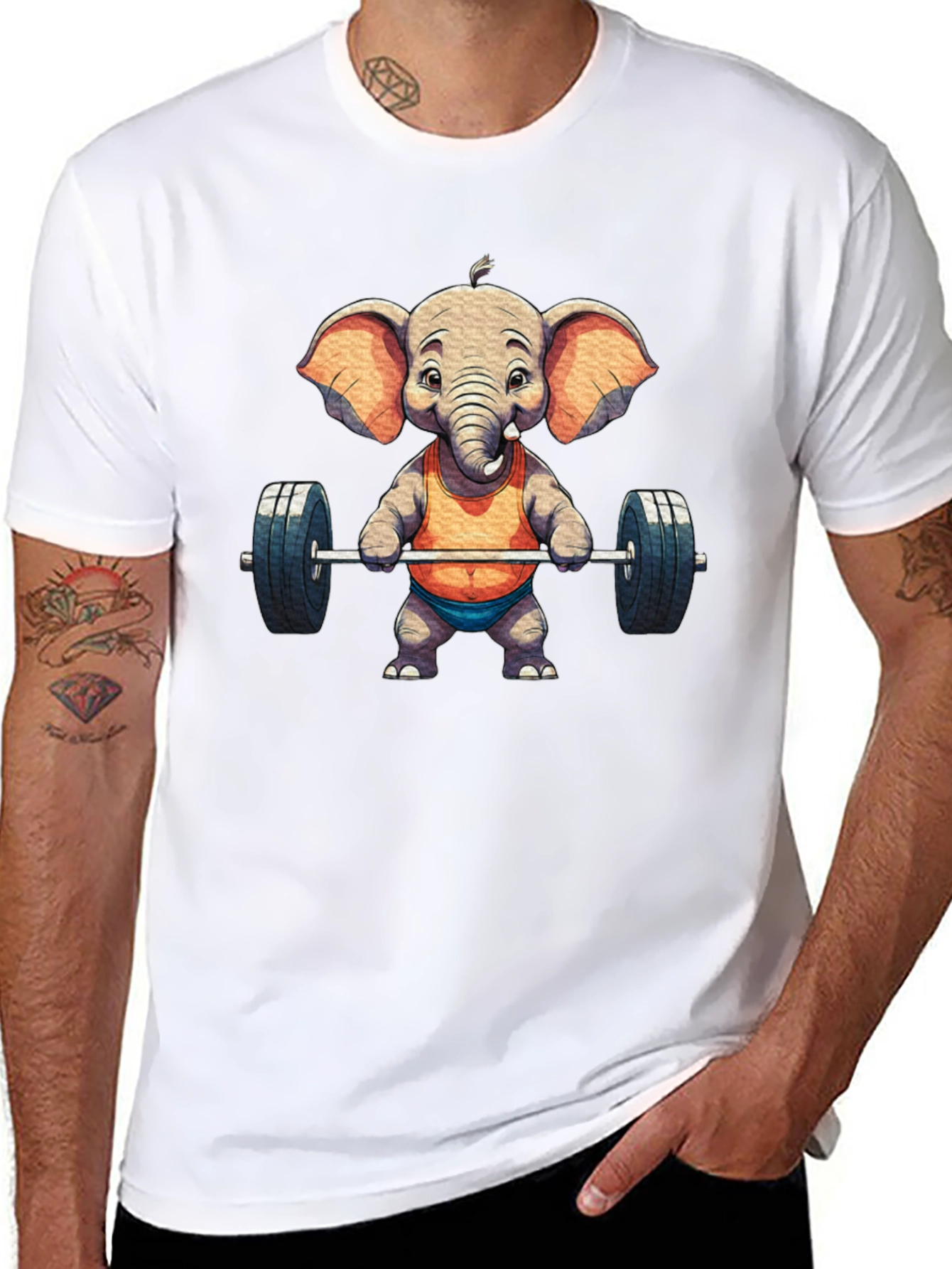 Black Elephant Weightlifter Graphic Tee view 8