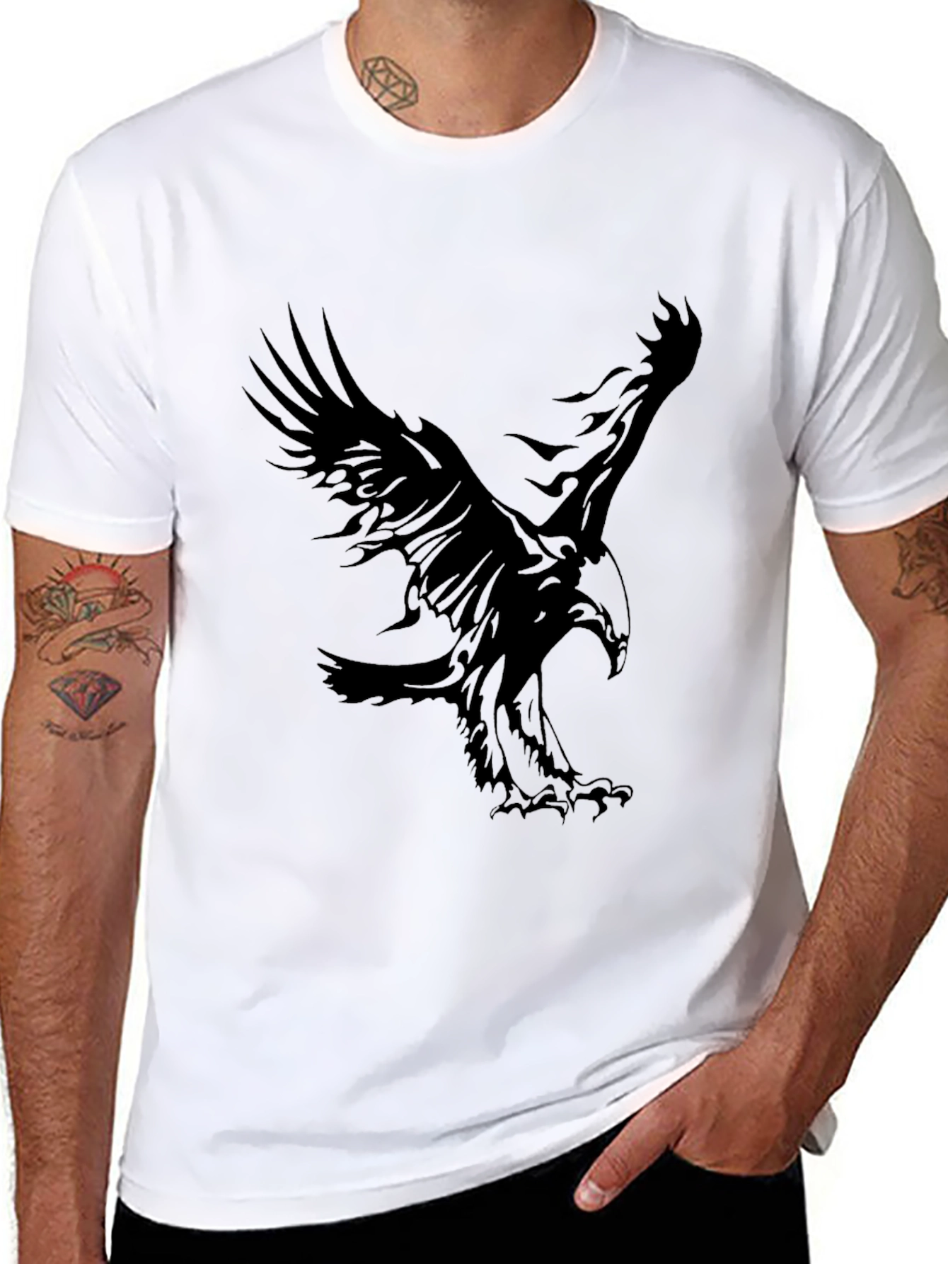 Black Men's Black Eagle Graphic Tee view 8