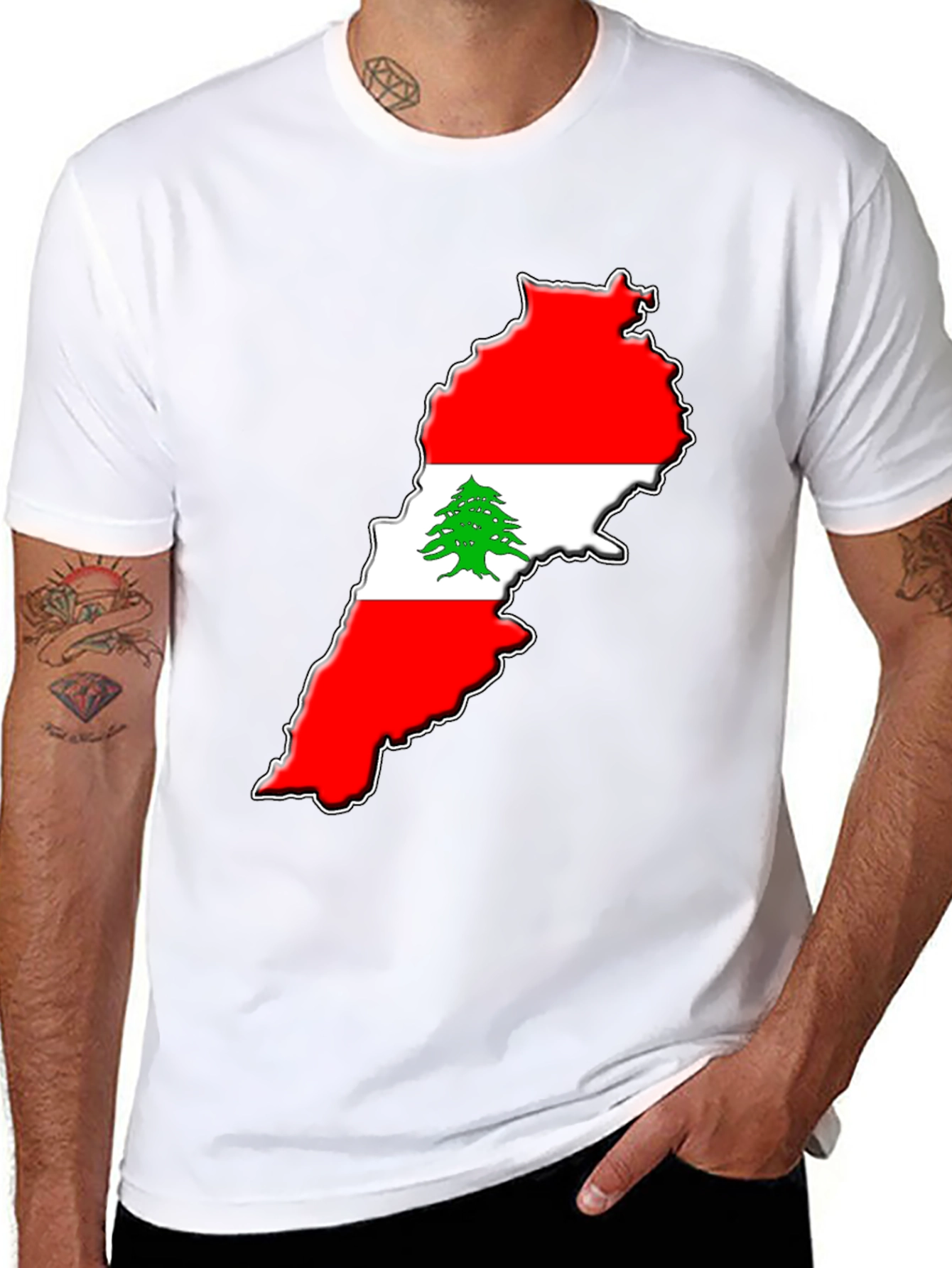 Black Lebanon Flag T-Shirt - National Pride Tee view 8