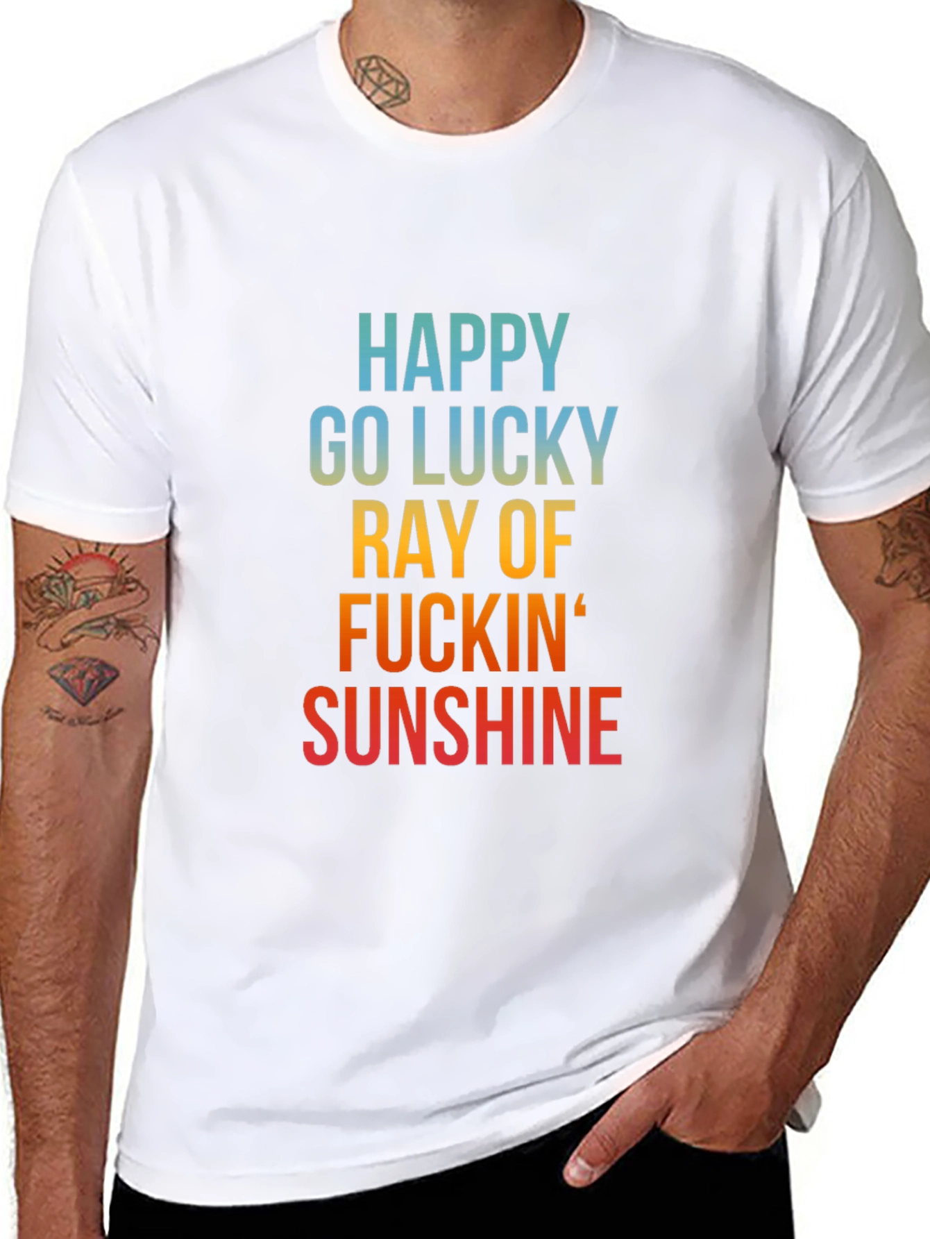 Black Happy Go Lucky Sunshine Graphic Tee - Black Cotton Casual view 8
