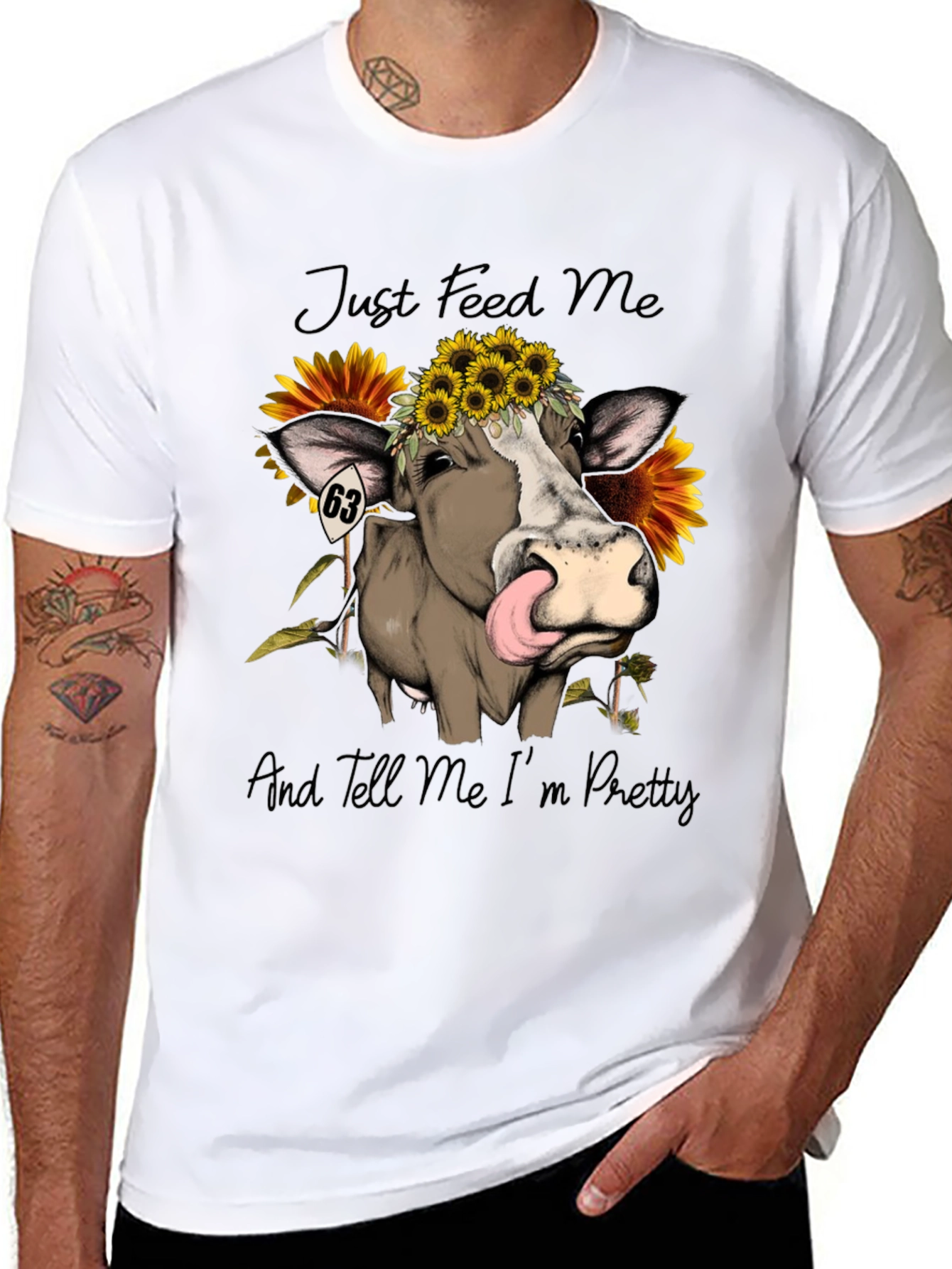 Black Cow & Sunflower Graphic Tee - Just Feed Me! view 8