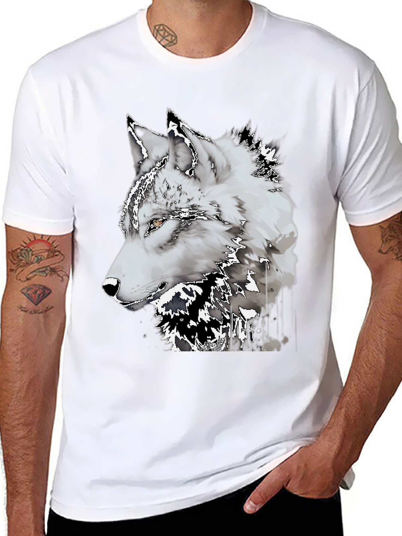 Black Wolf Graphic Tee - Black Short Sleeve Shirt view 8