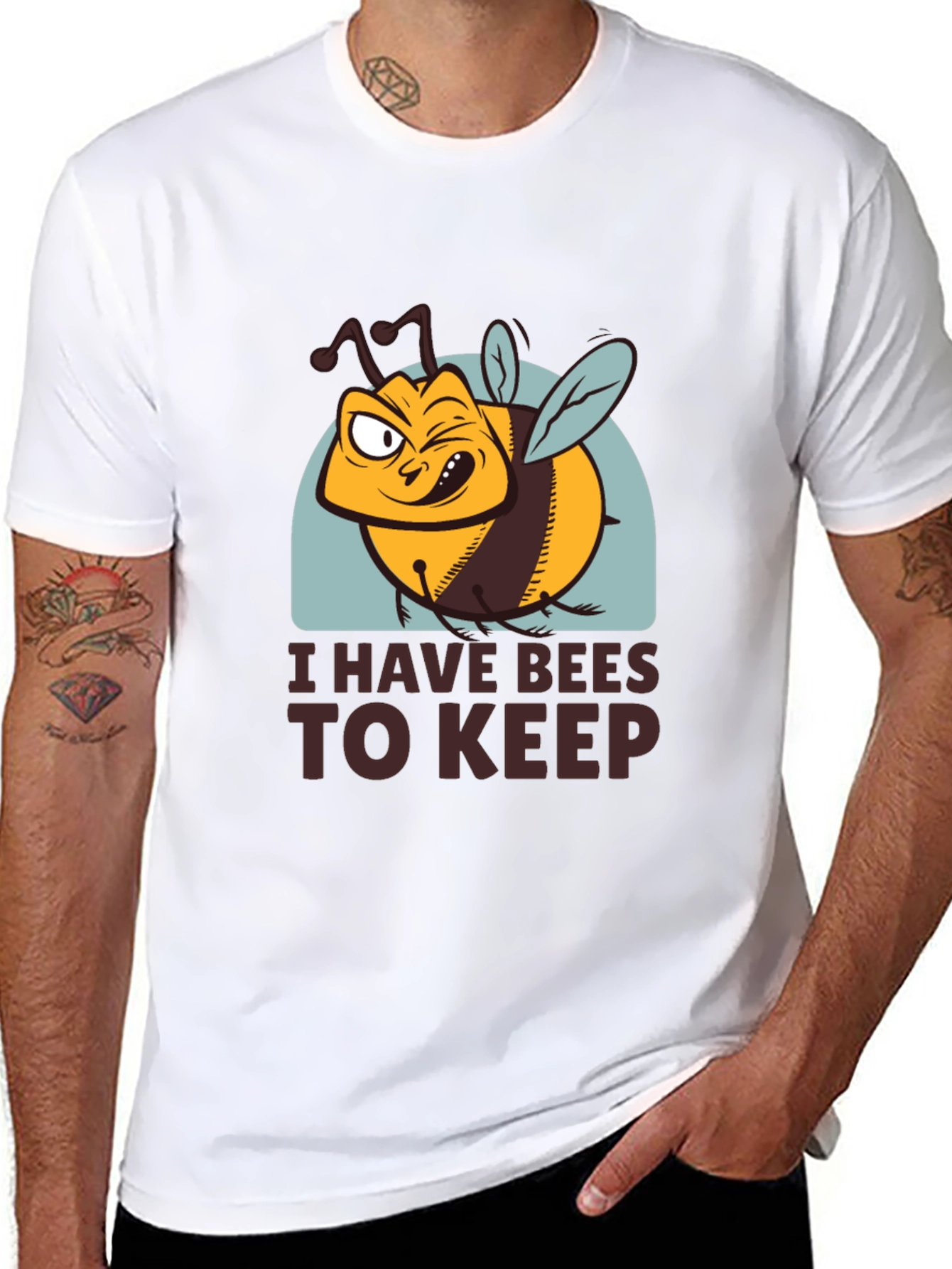 Black I Have Bees To Keep Funny T-Shirt view 8