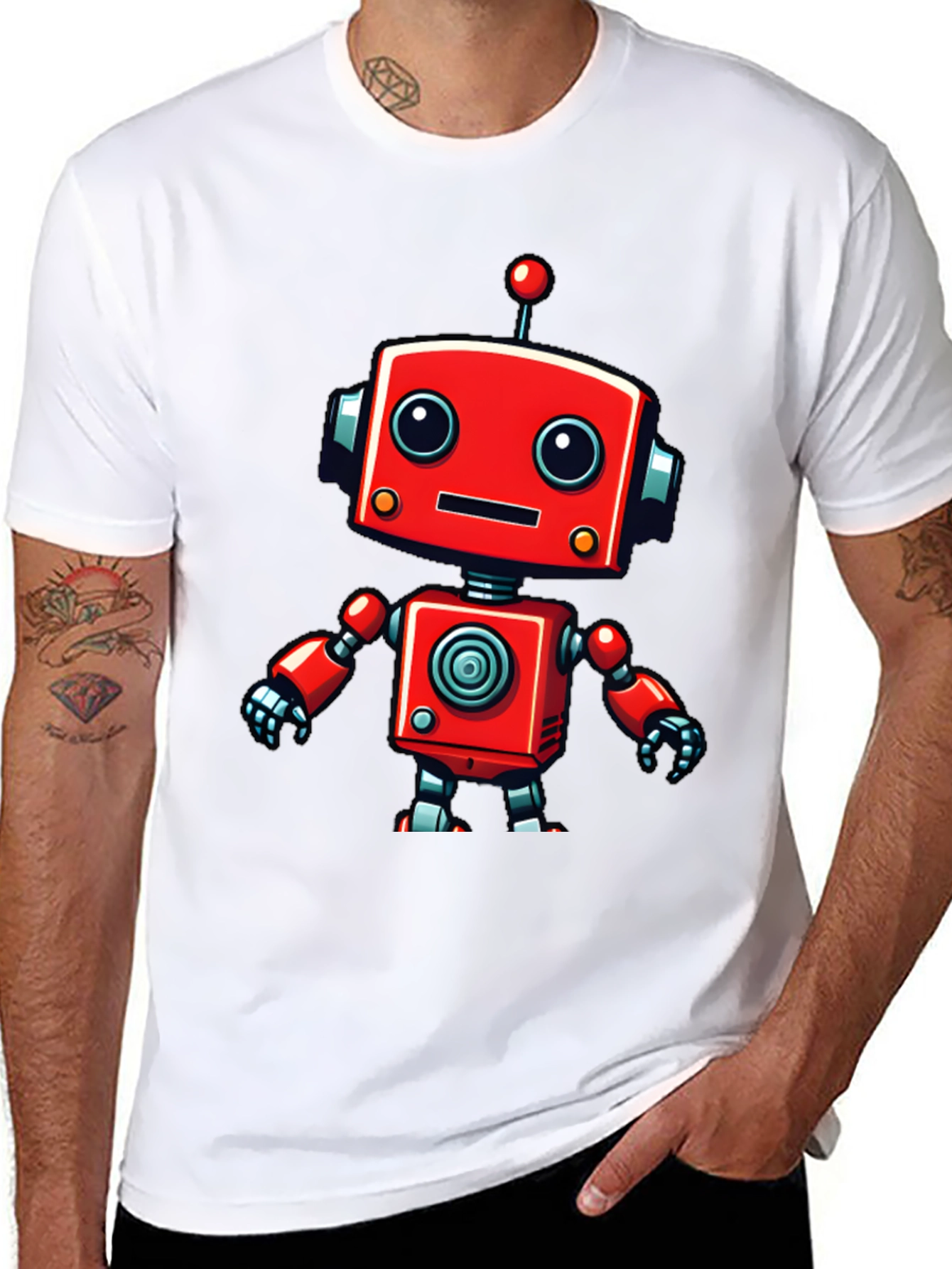 Black Cute Robot Graphic Tee - Fun & Stylish Black T-Shirt view 8