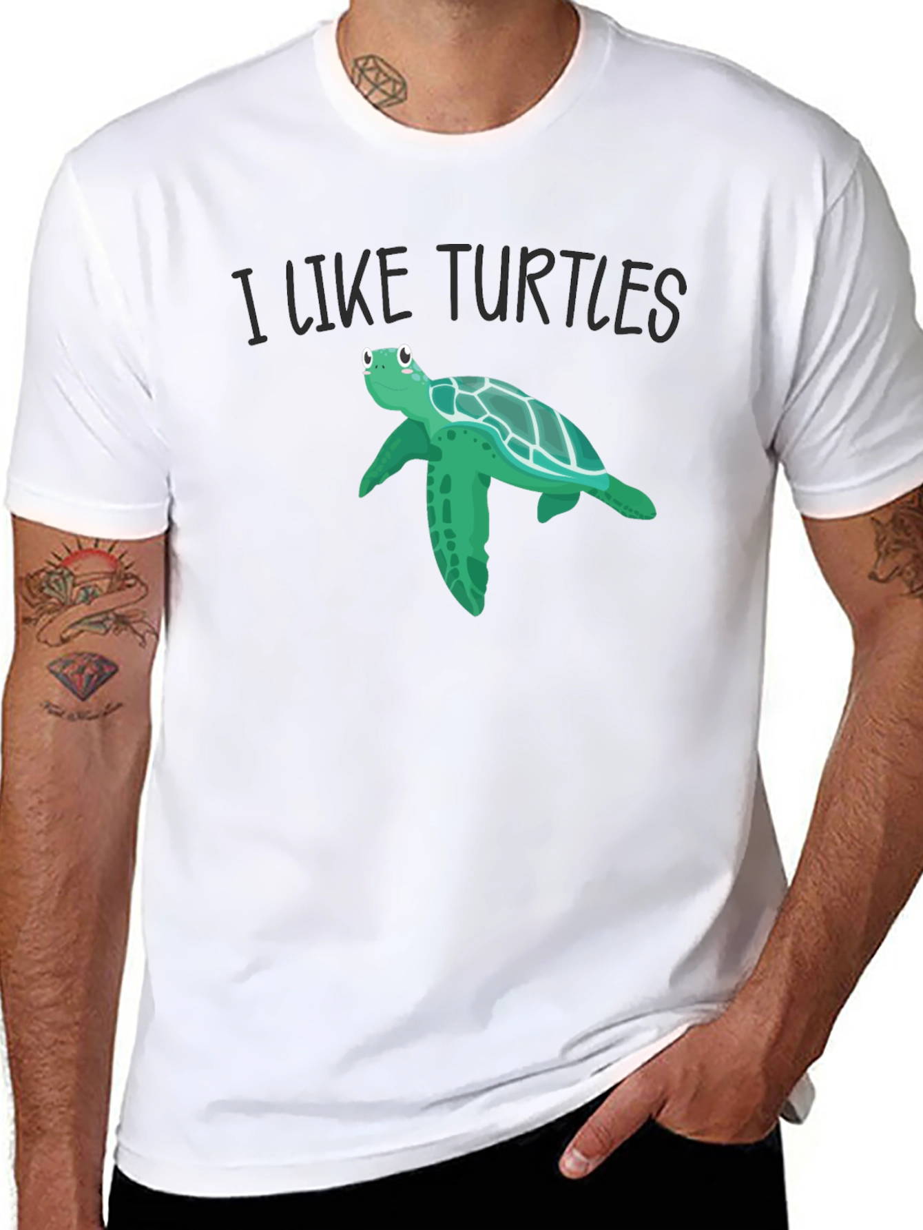 Black I Like Turtles Graphic T-Shirt view 8