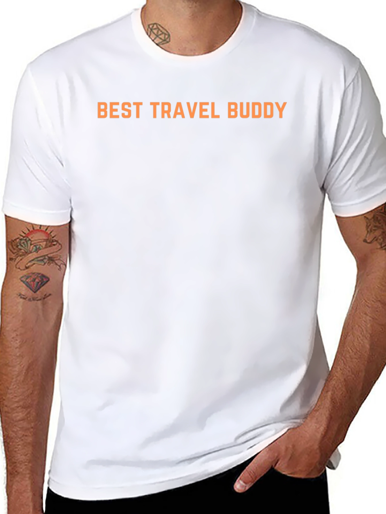 Black Best Travel Buddy Black Crew Neck T-Shirt view 8
