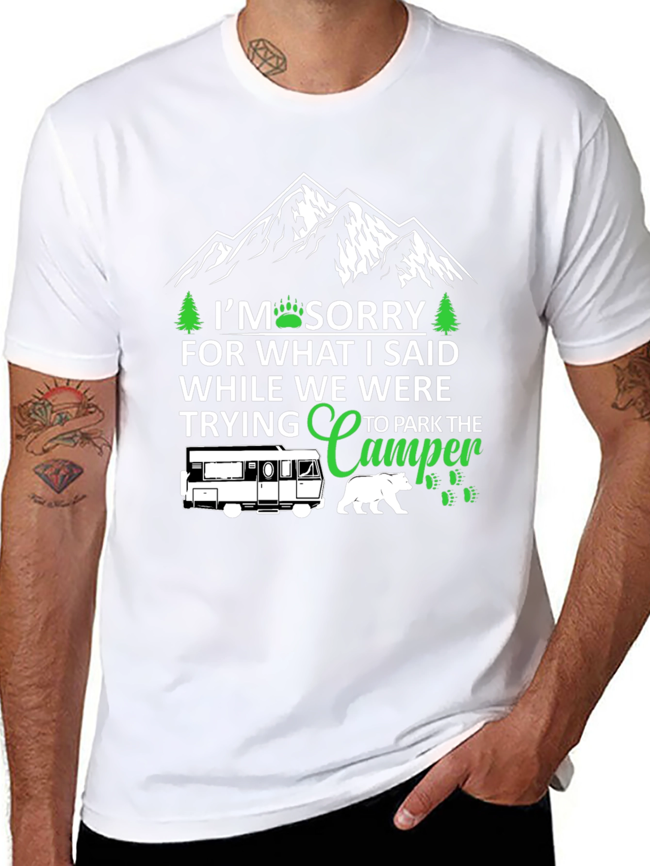 Black Sorry While Parking Camper T-Shirt view 8