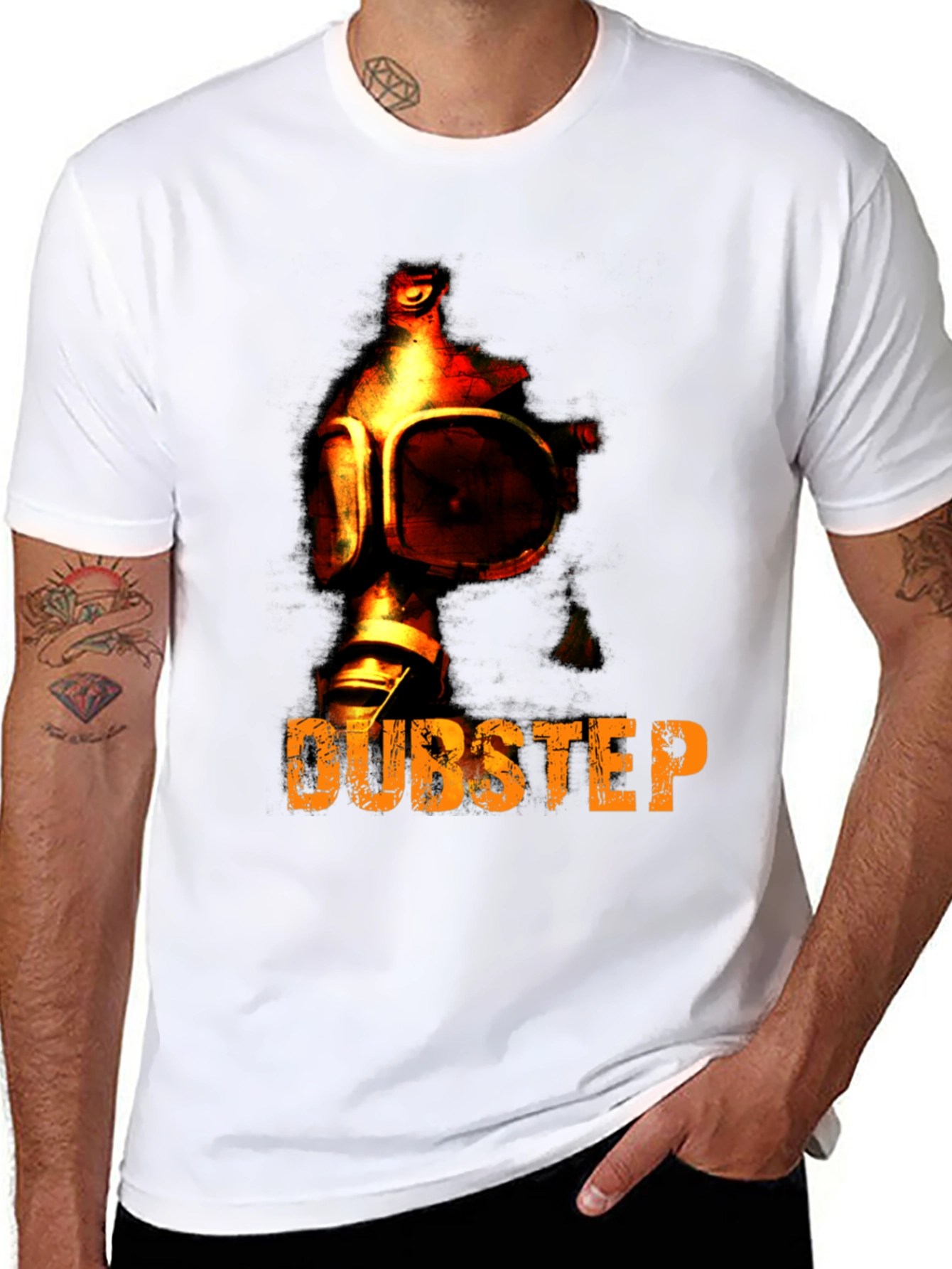 Black Dubstep Gas Mask Graphic T-Shirt view 8