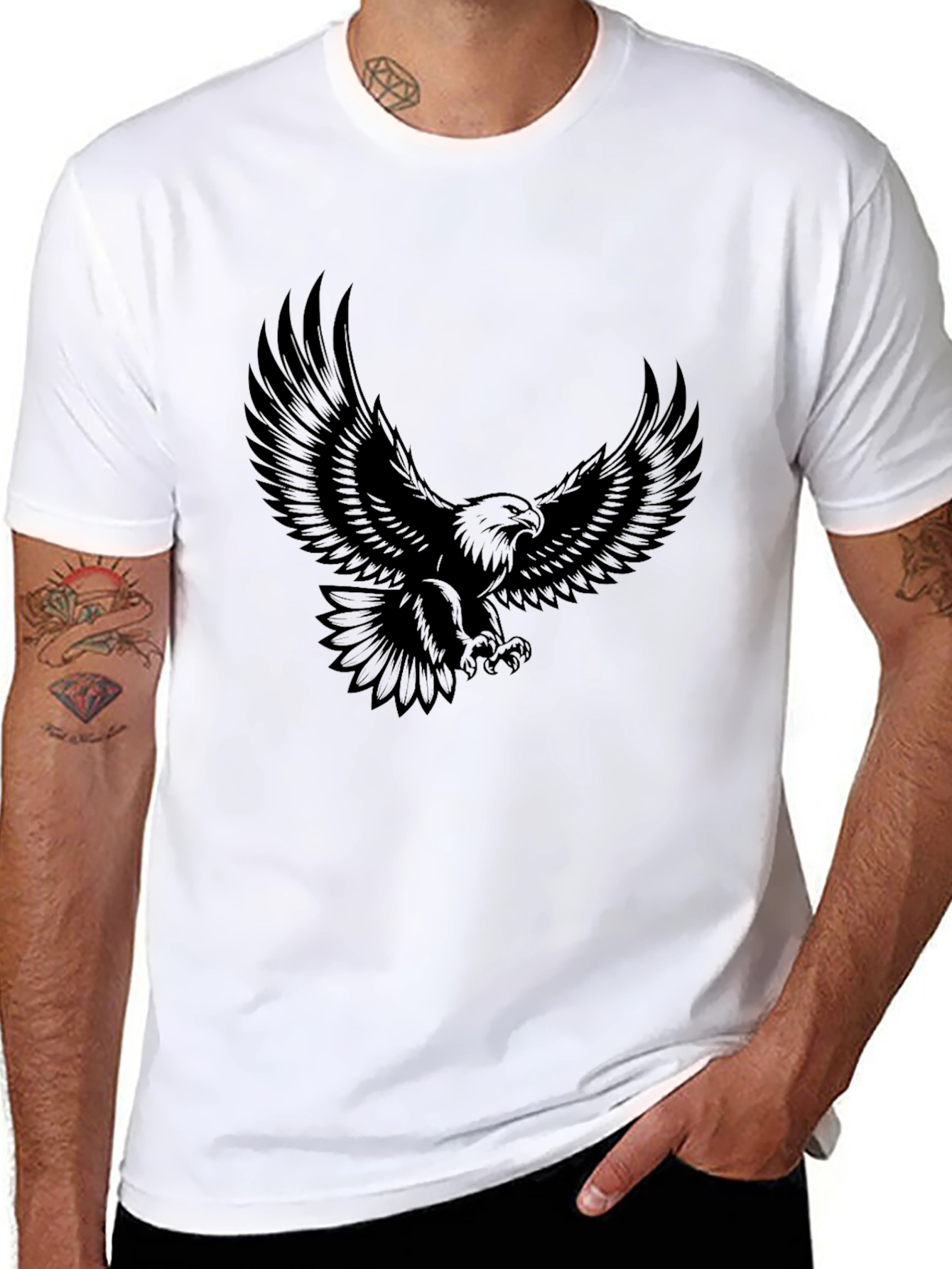 Black Black Eagle Graphic T-Shirt - Men's Fashion view 8