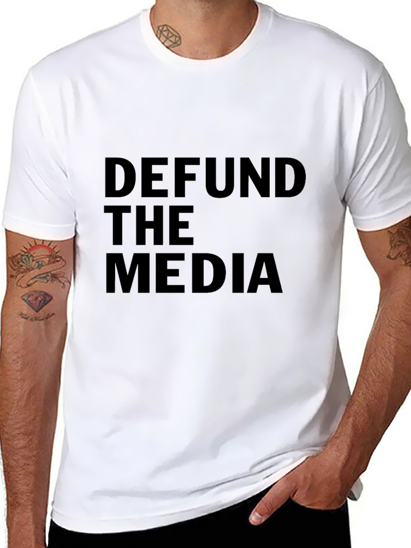 Black Defund the Media Graphic T-Shirt - Political Statement Tee view 8
